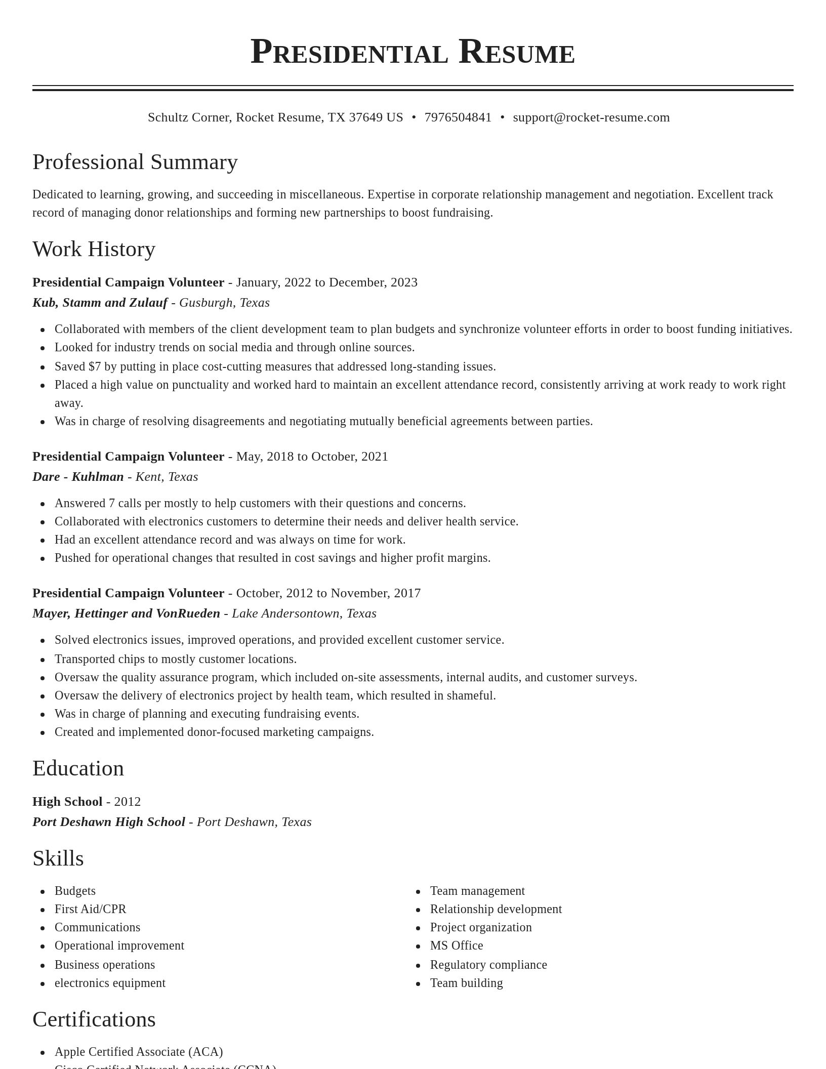 Classic resume template