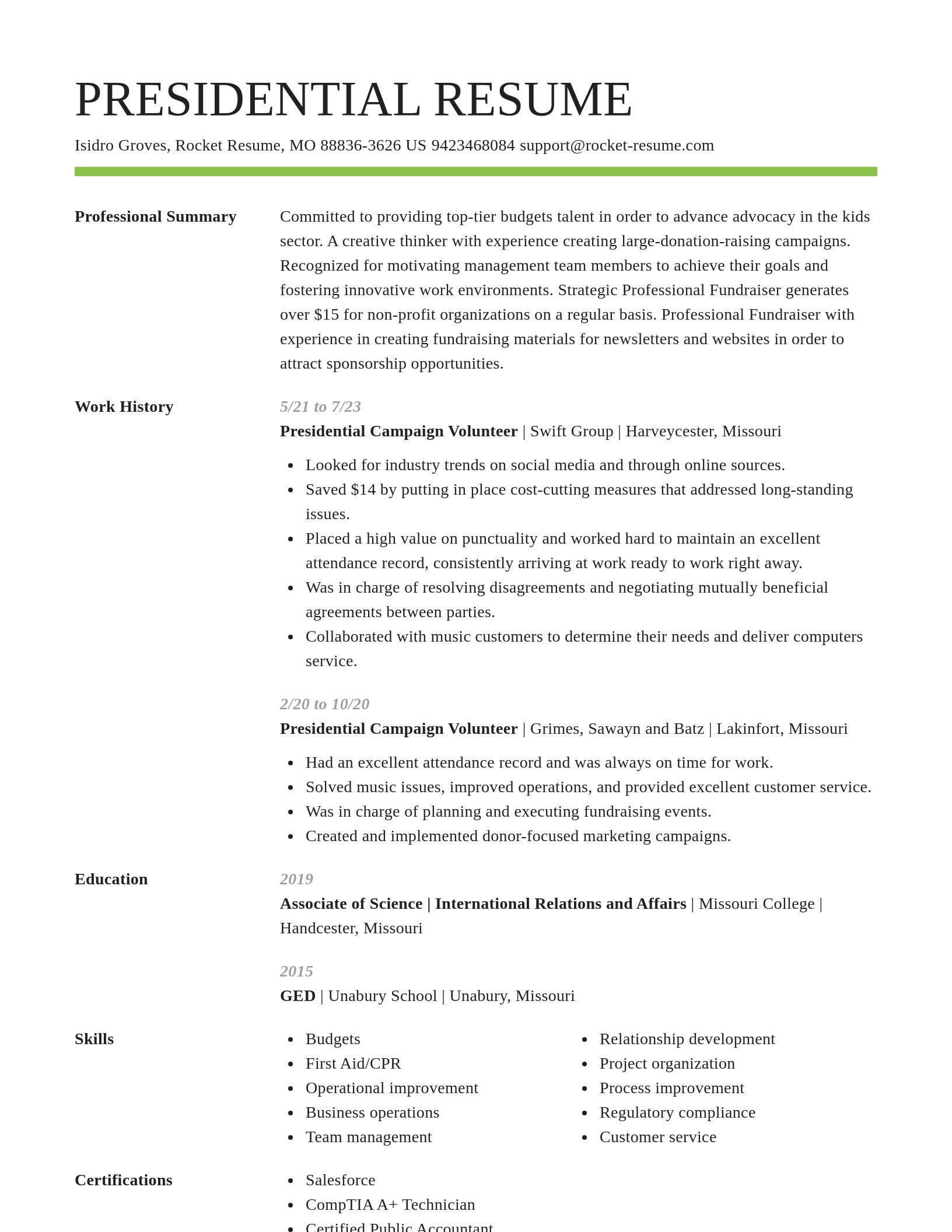 Smart resume template