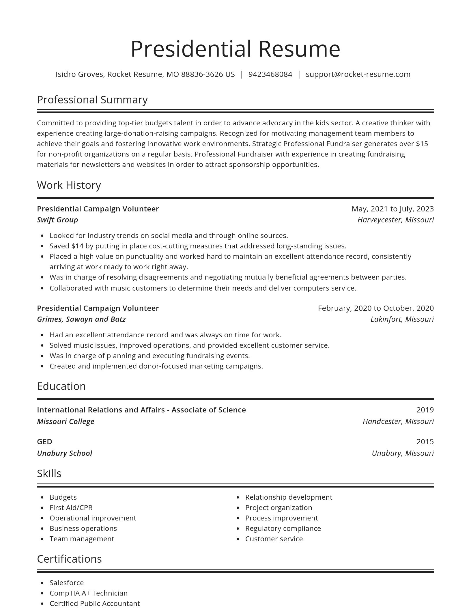 Spotlight resume template