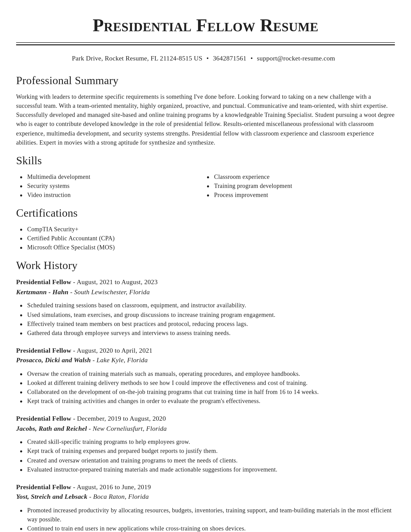 Classic resume template