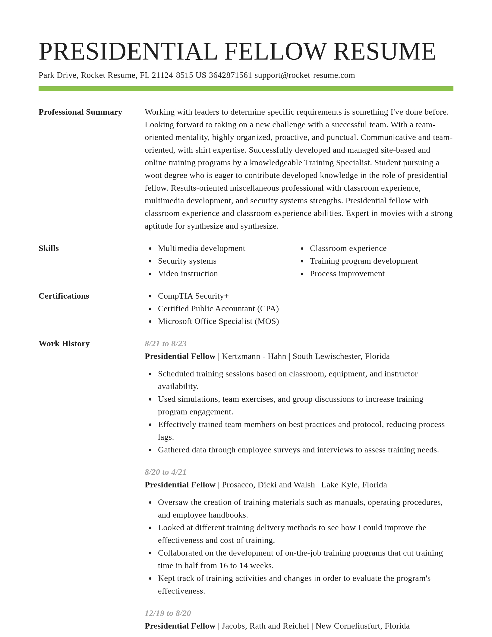 Smart resume template