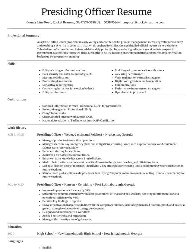 Dignified resume template
