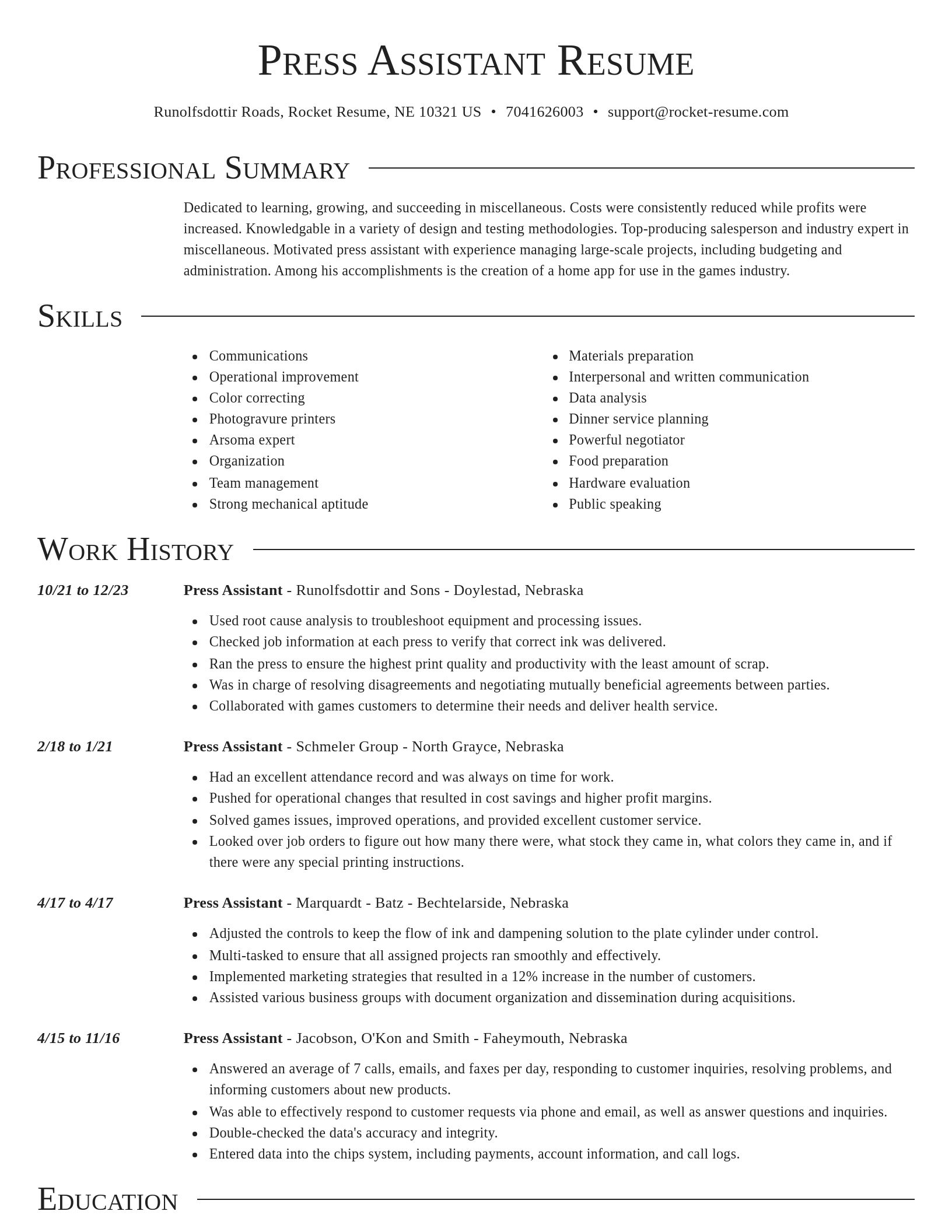 Director resume template