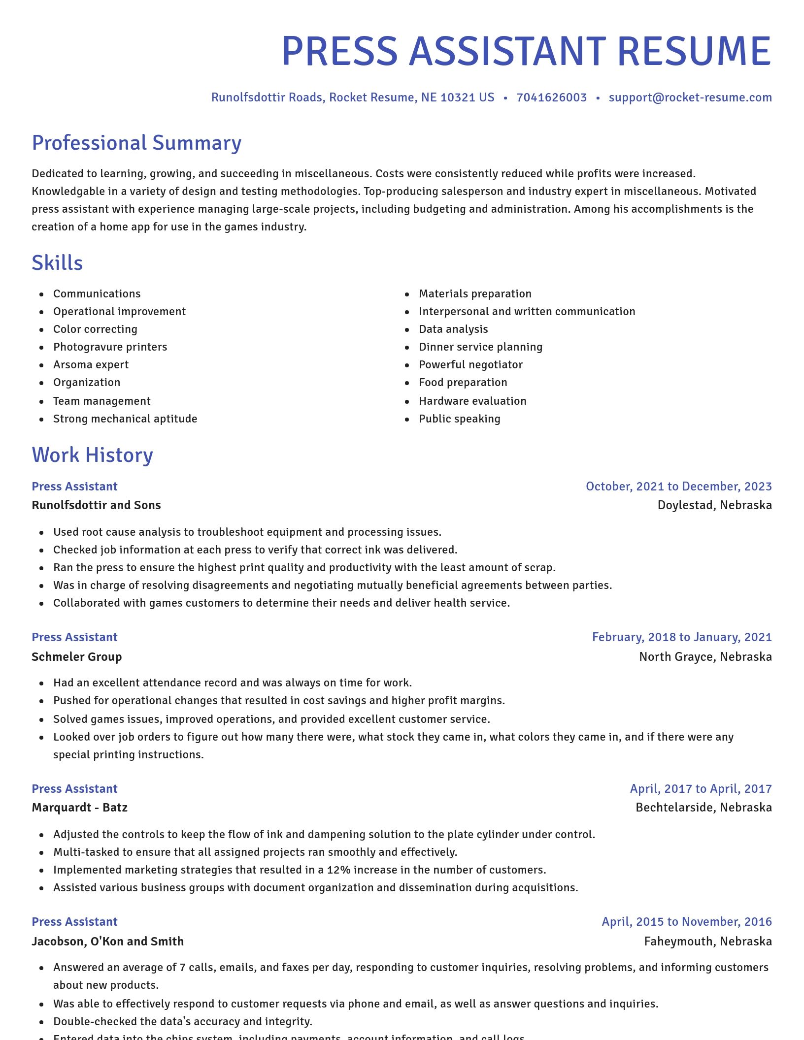 Novel resume template