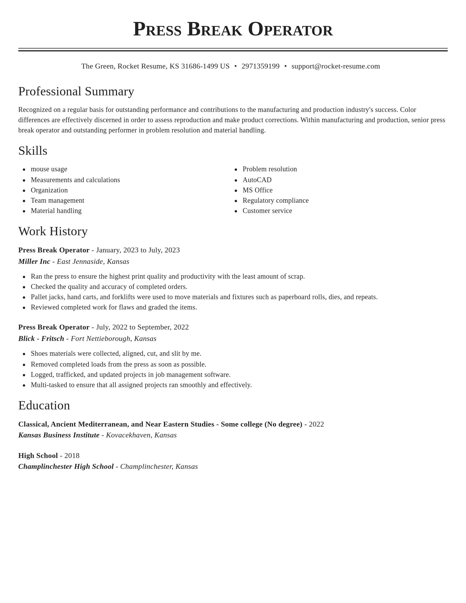 Classic resume template