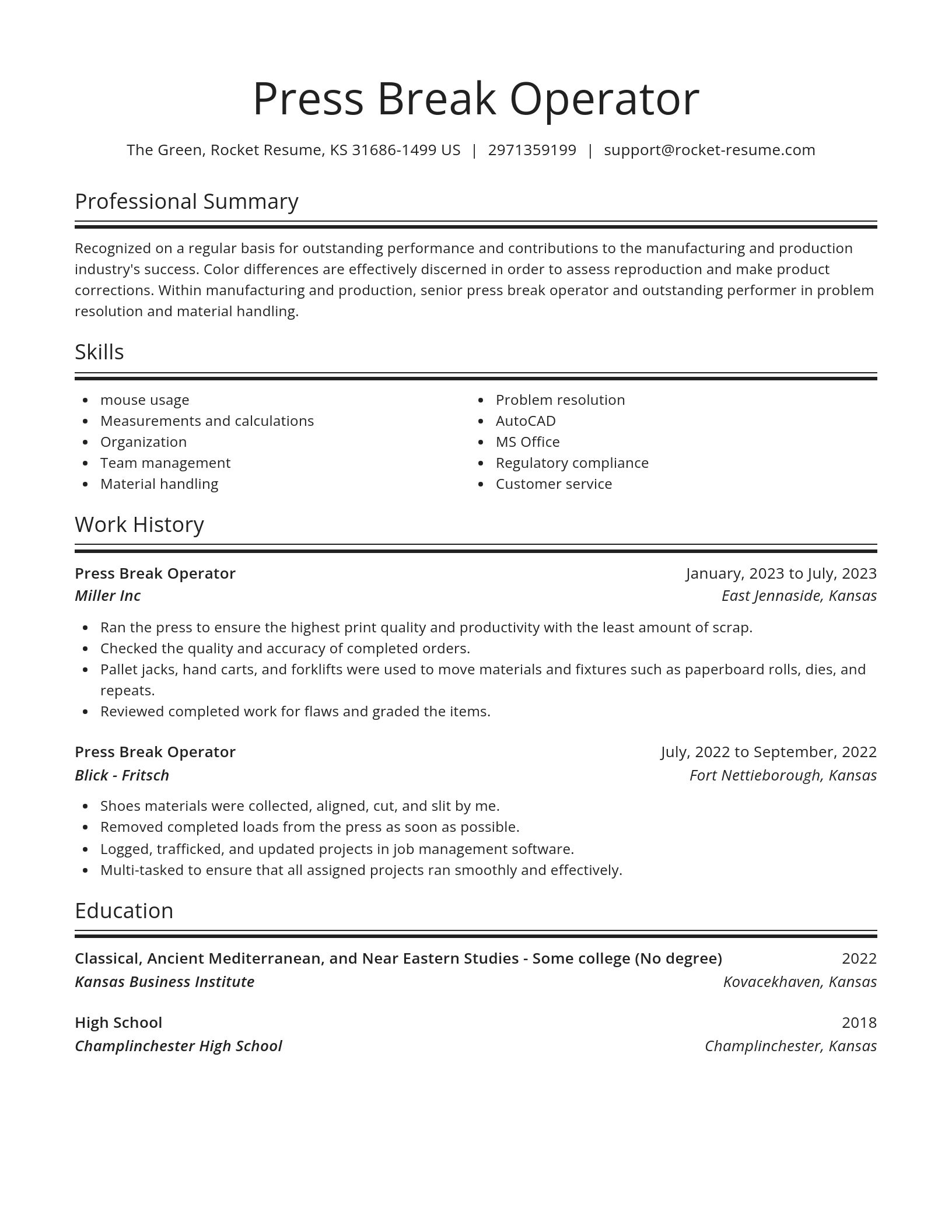 Spotlight resume template