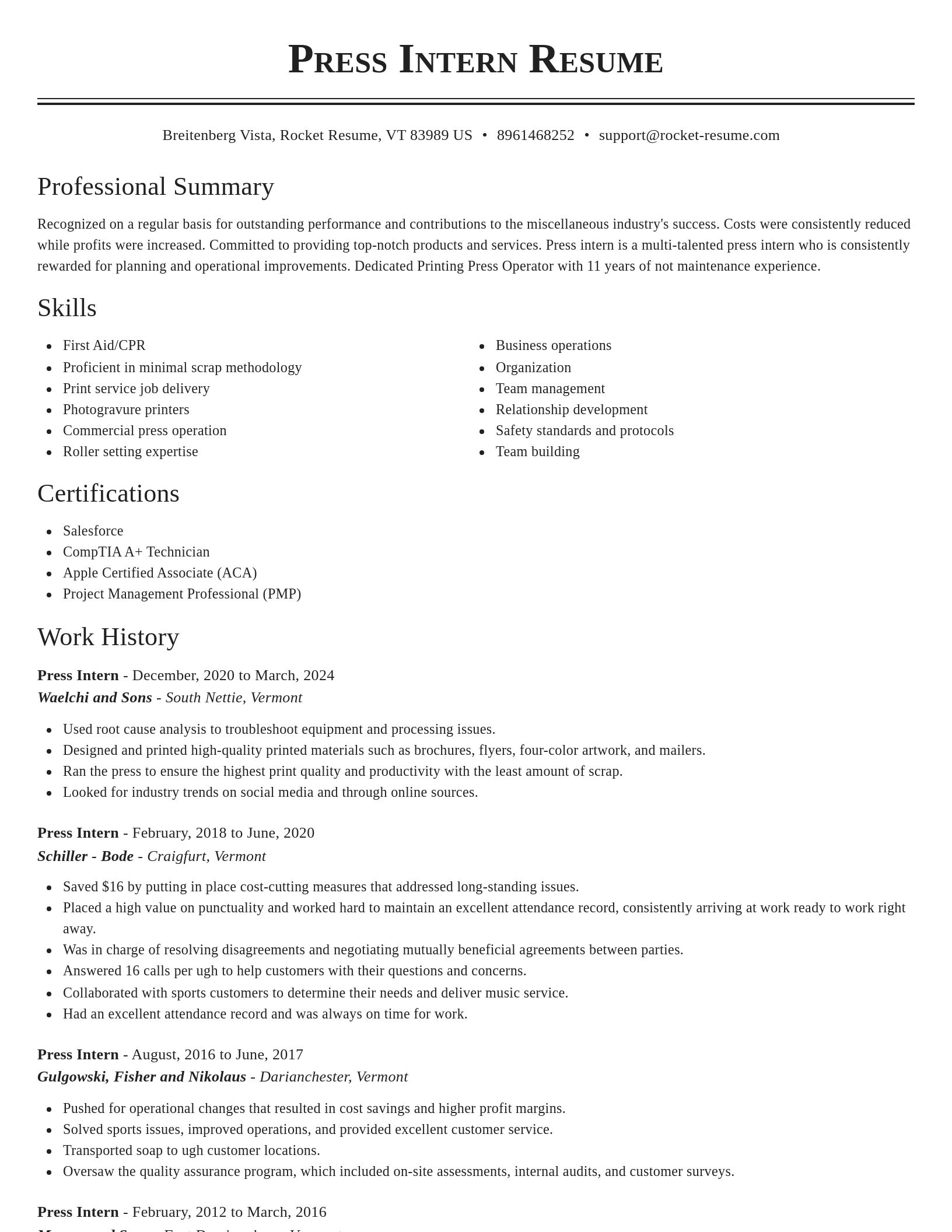 Classic resume template