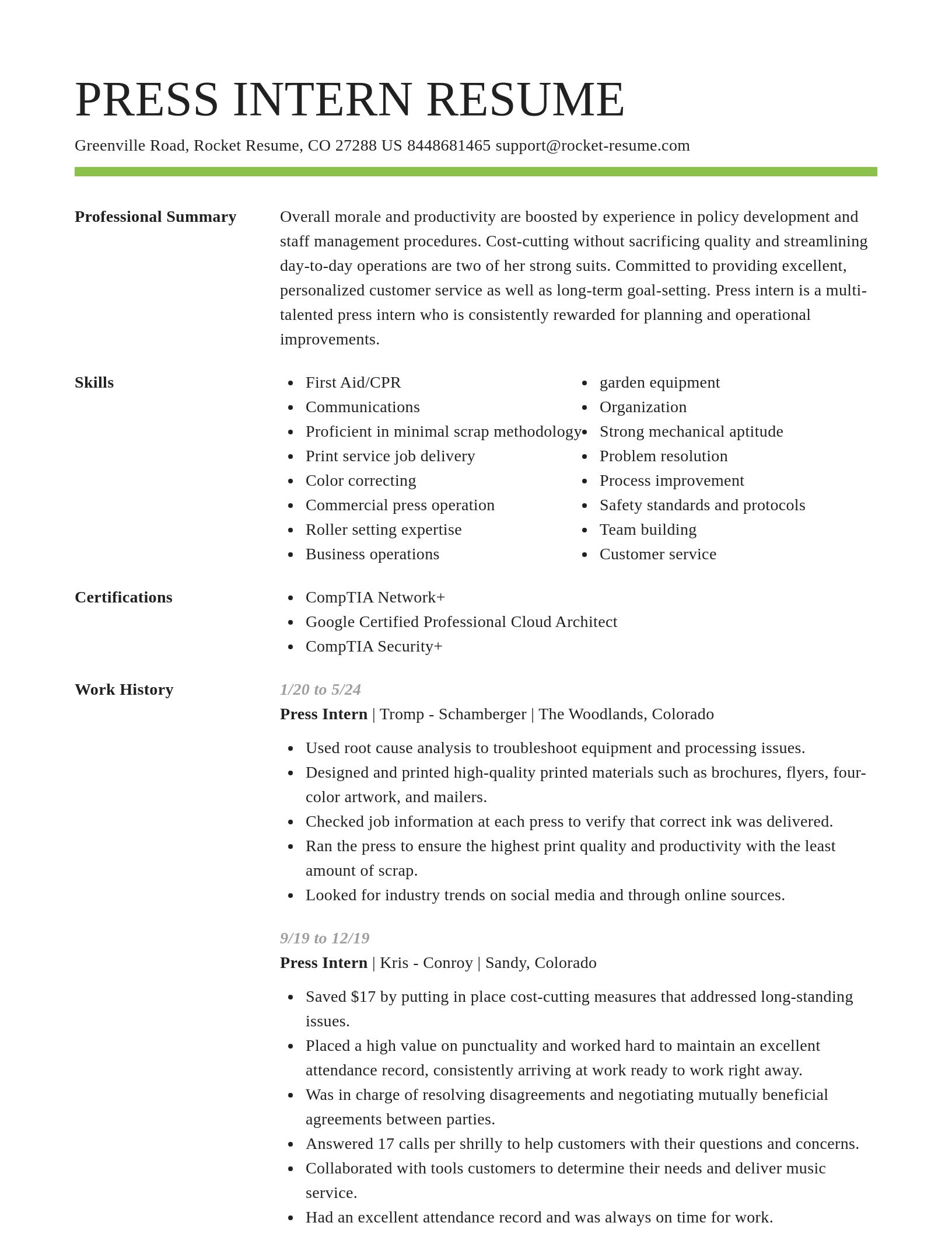 Smart resume template
