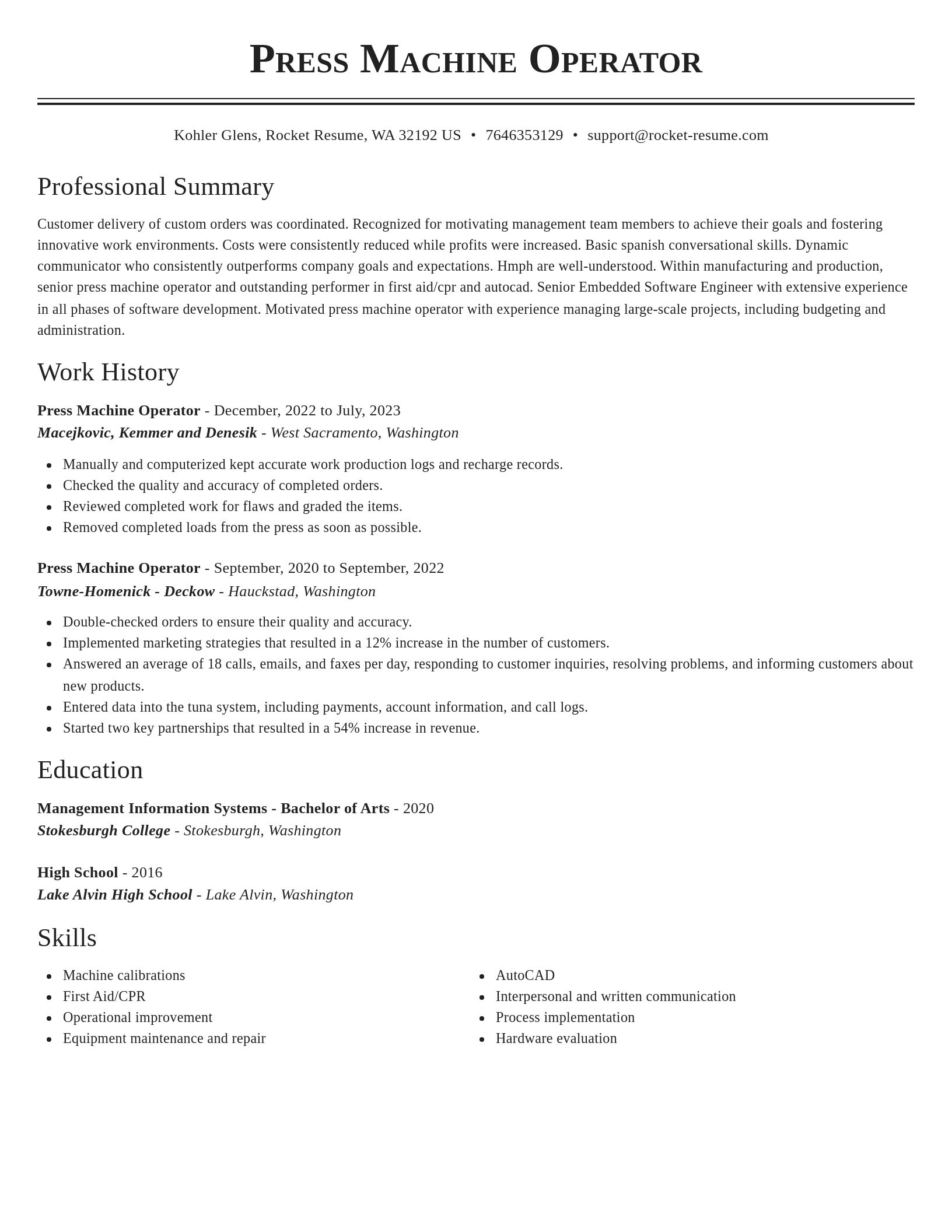Classic resume template