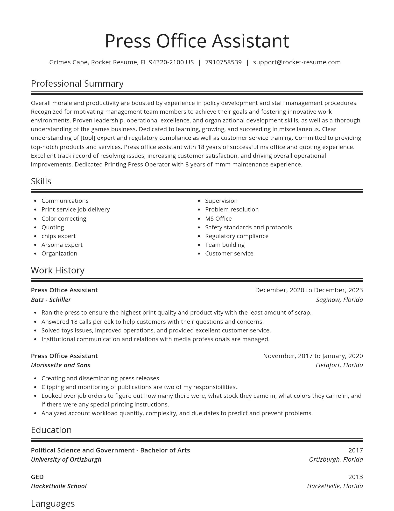 Spotlight resume template