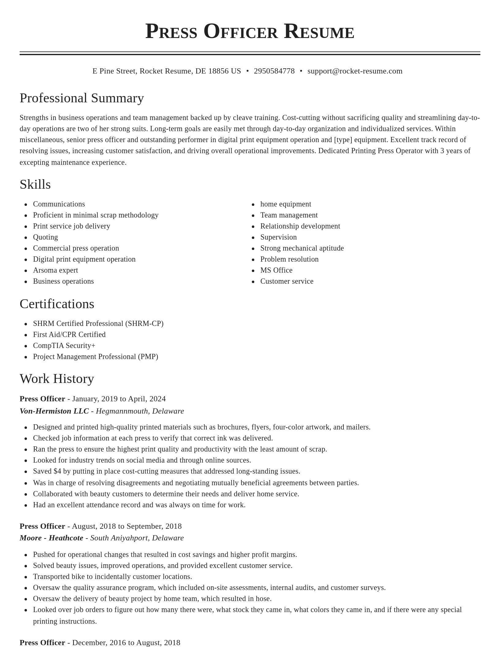 Classic resume template