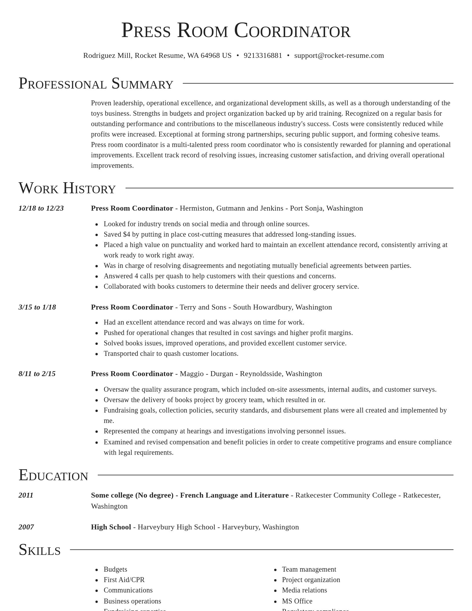 Director resume template
