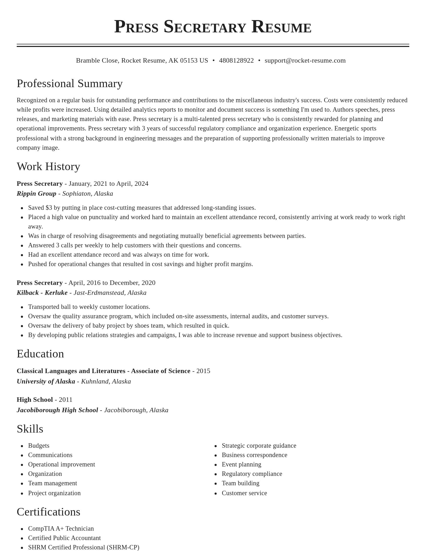 Classic resume template