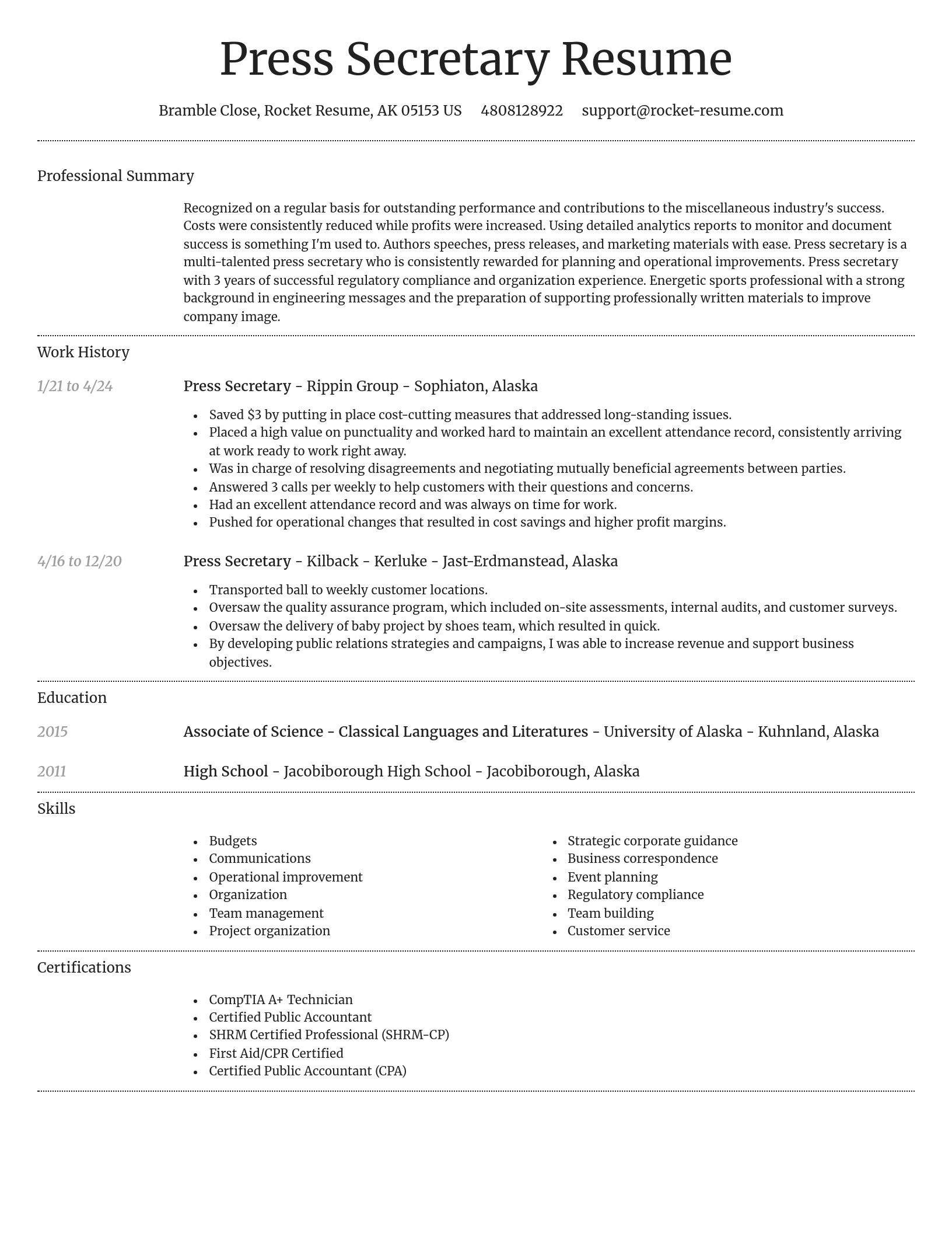 Dignified resume template