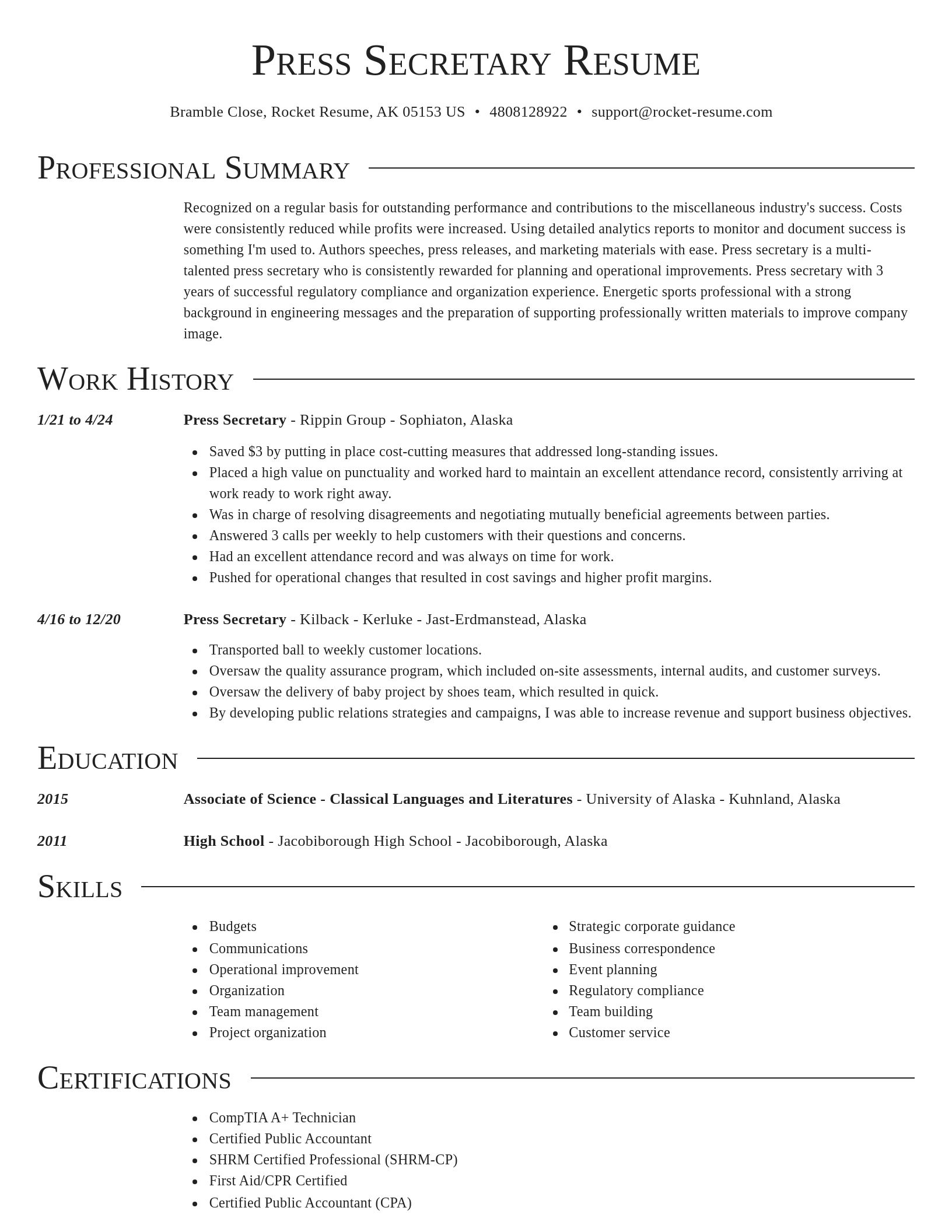 Director resume template