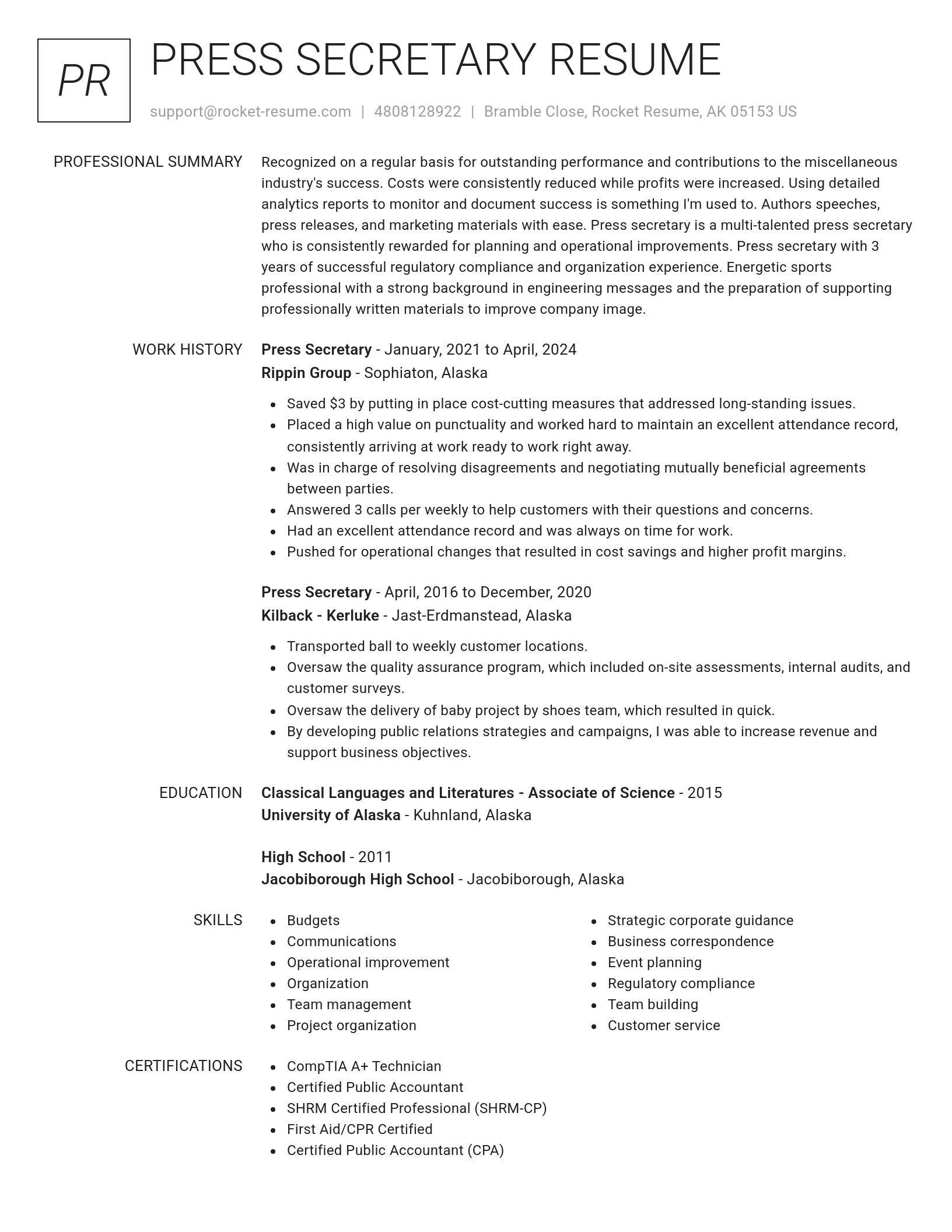 Renowned resume template