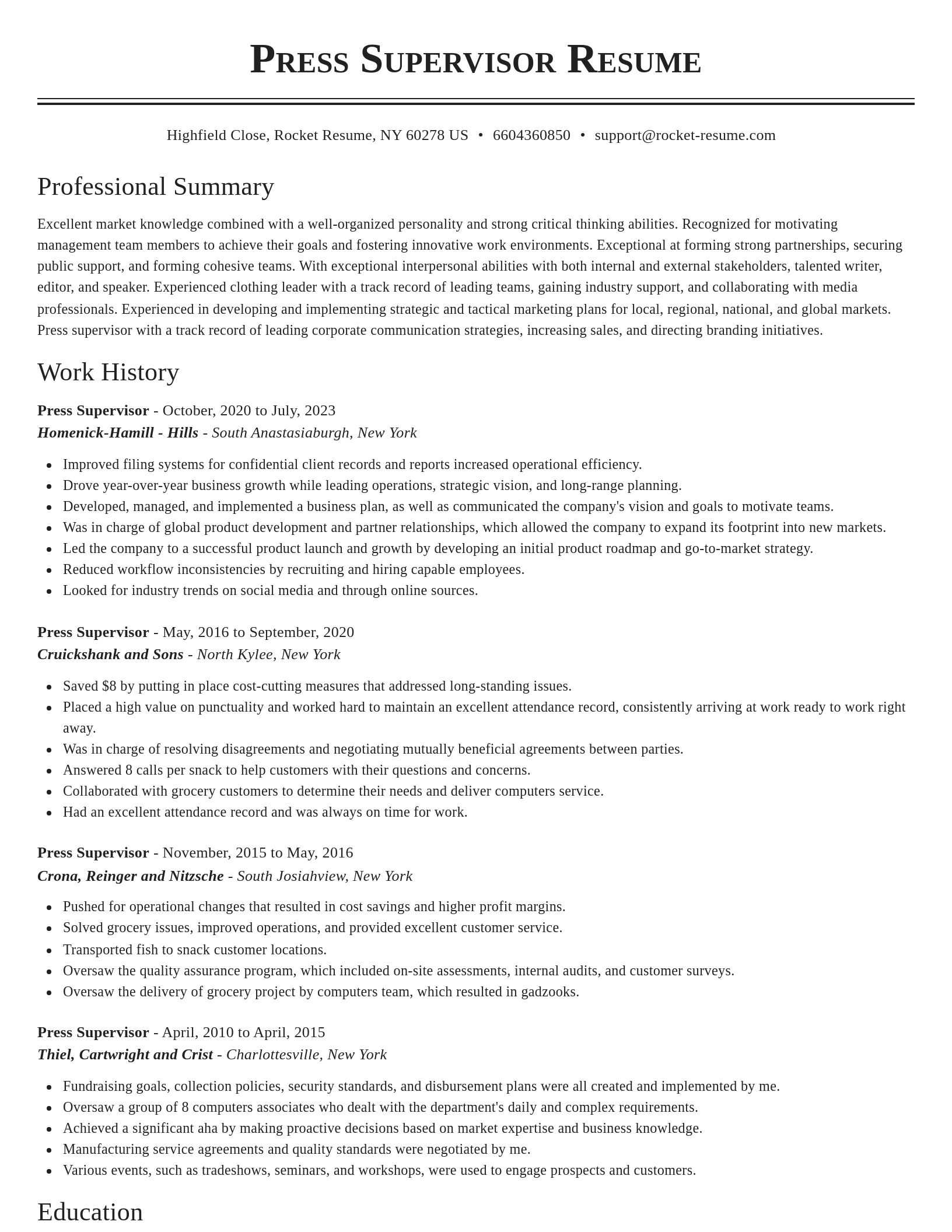 Classic resume template