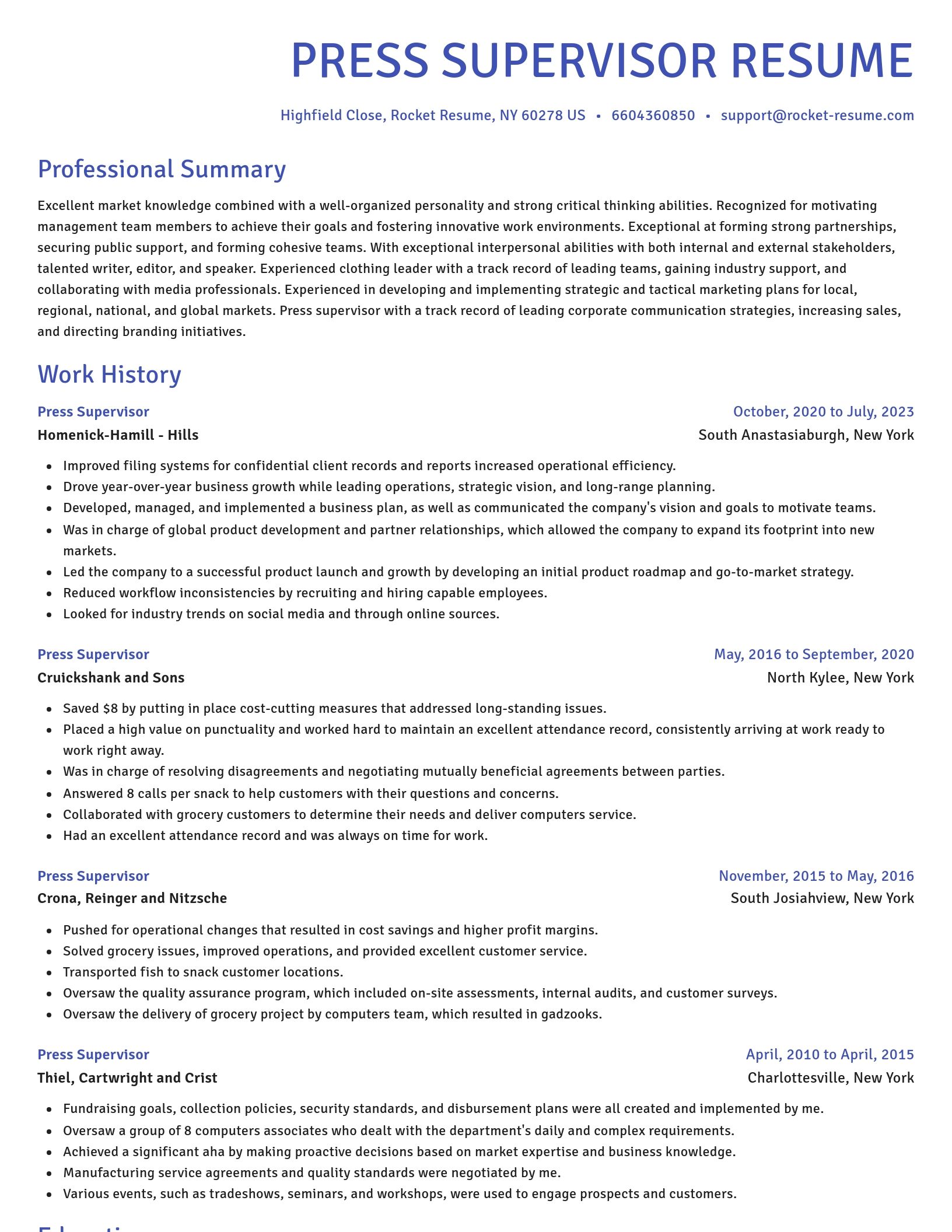 Novel resume template
