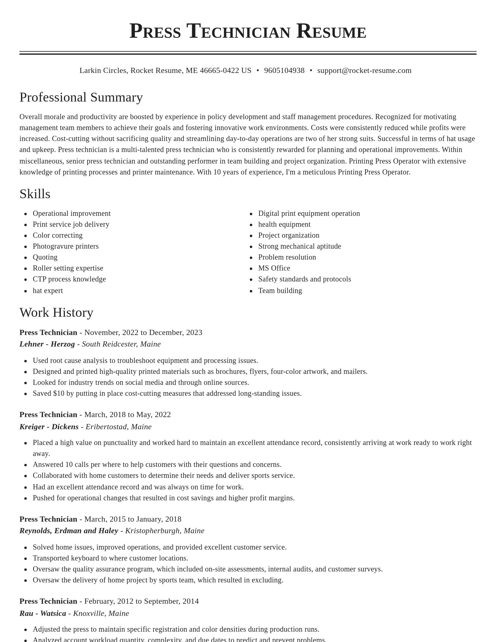 Classic resume template