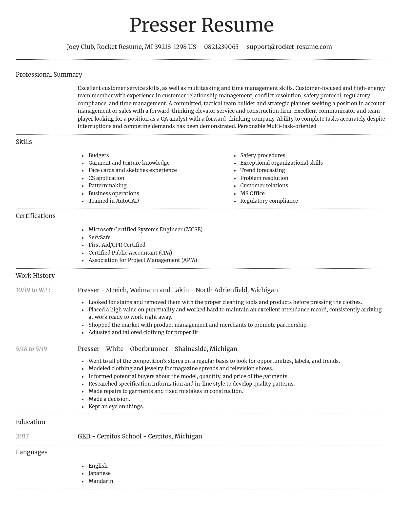 Dignified resume template