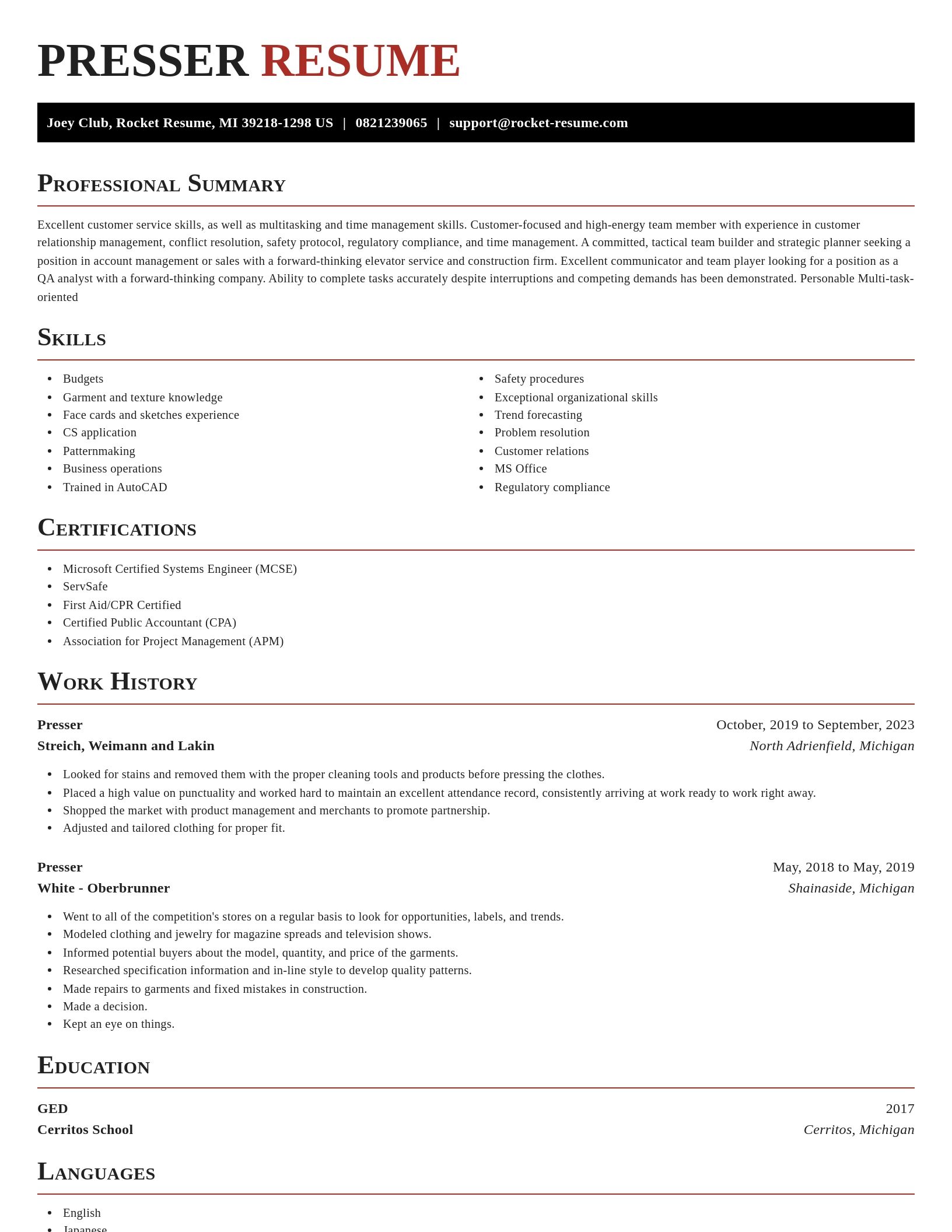 Exquisite resume template
