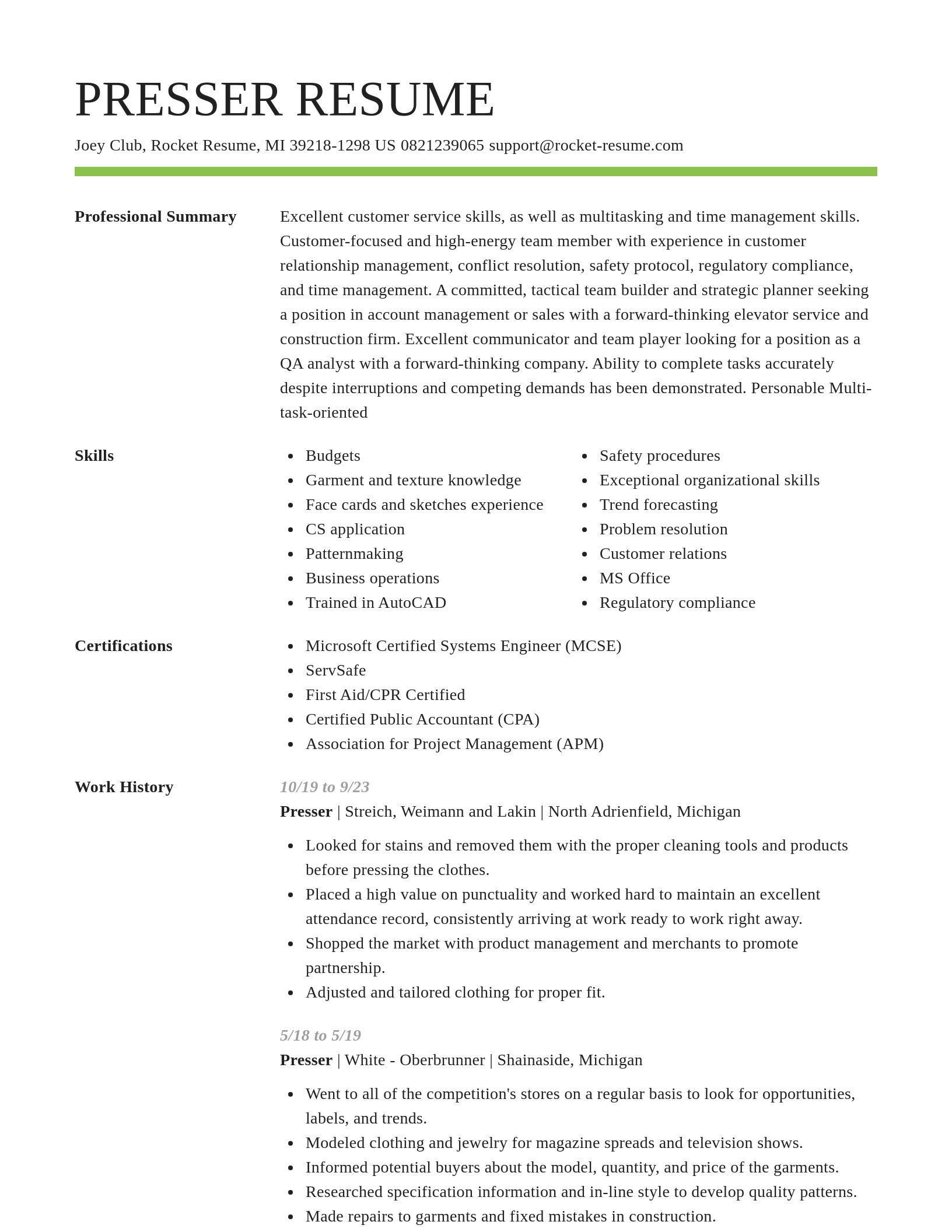Smart resume template