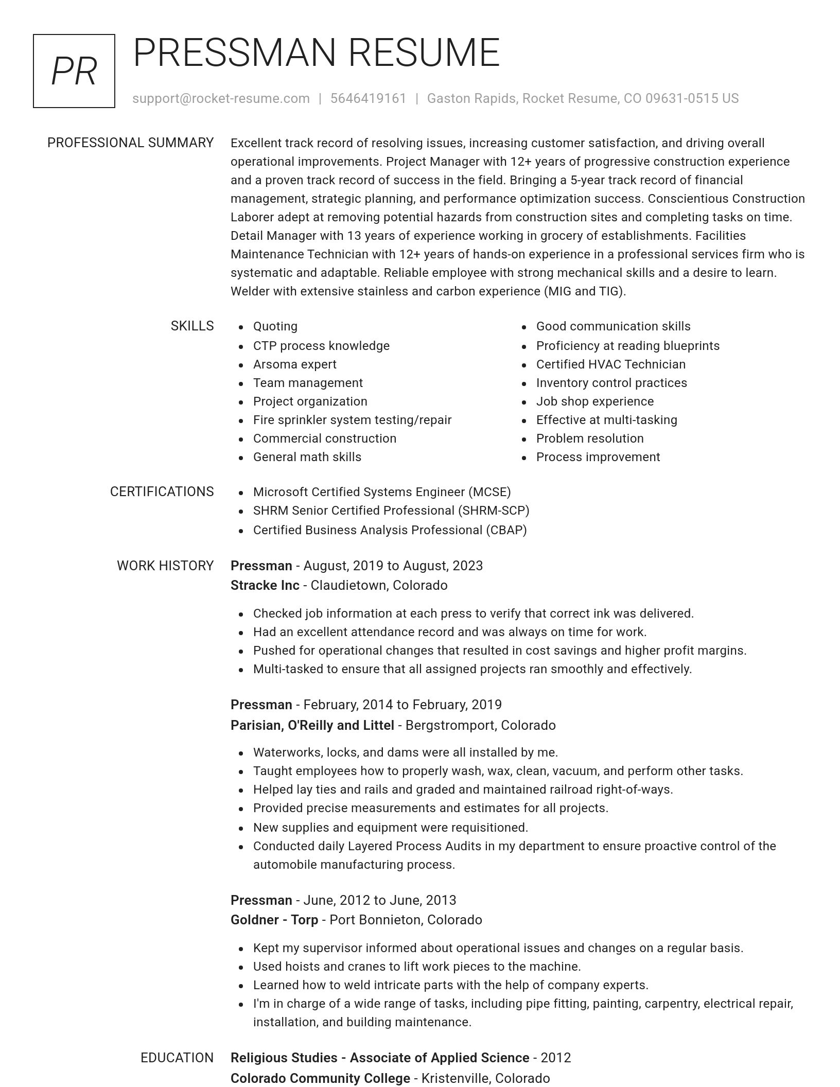 Renowned resume template