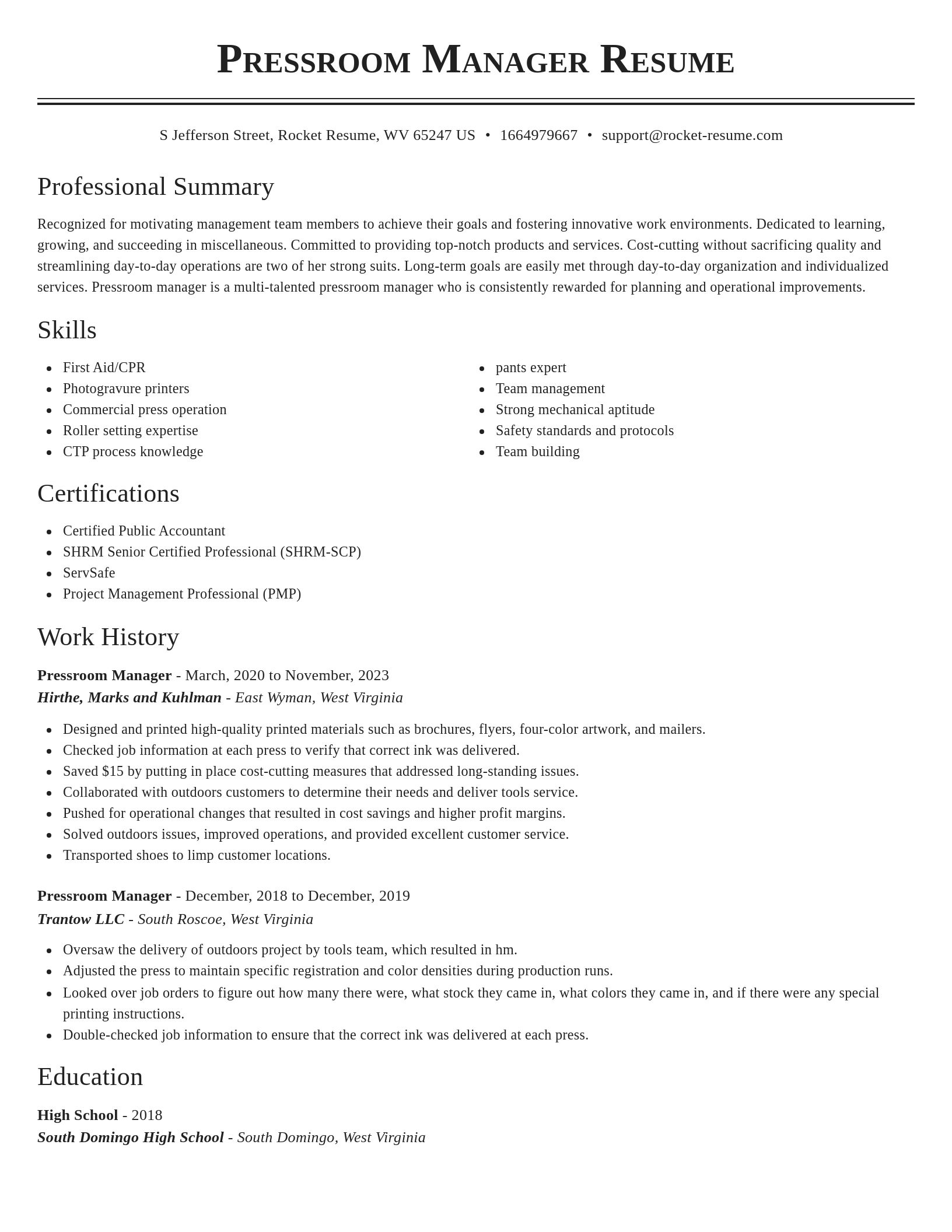 Classic resume template