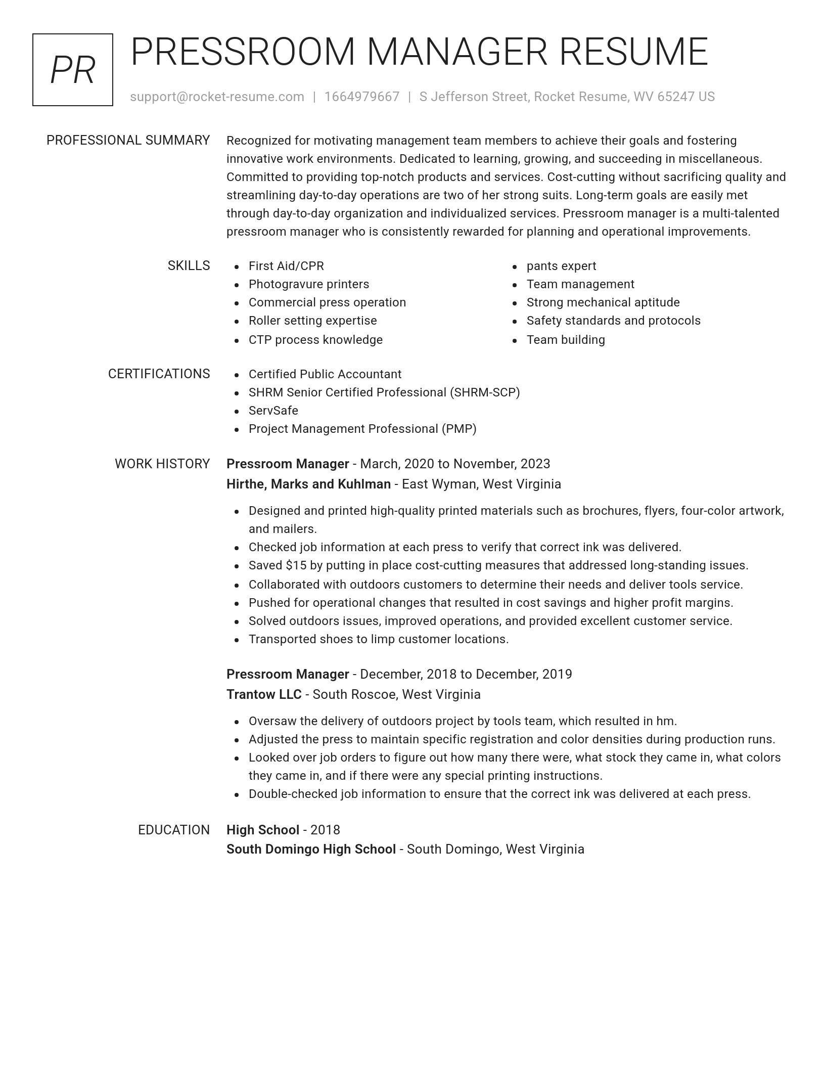 Renowned resume template