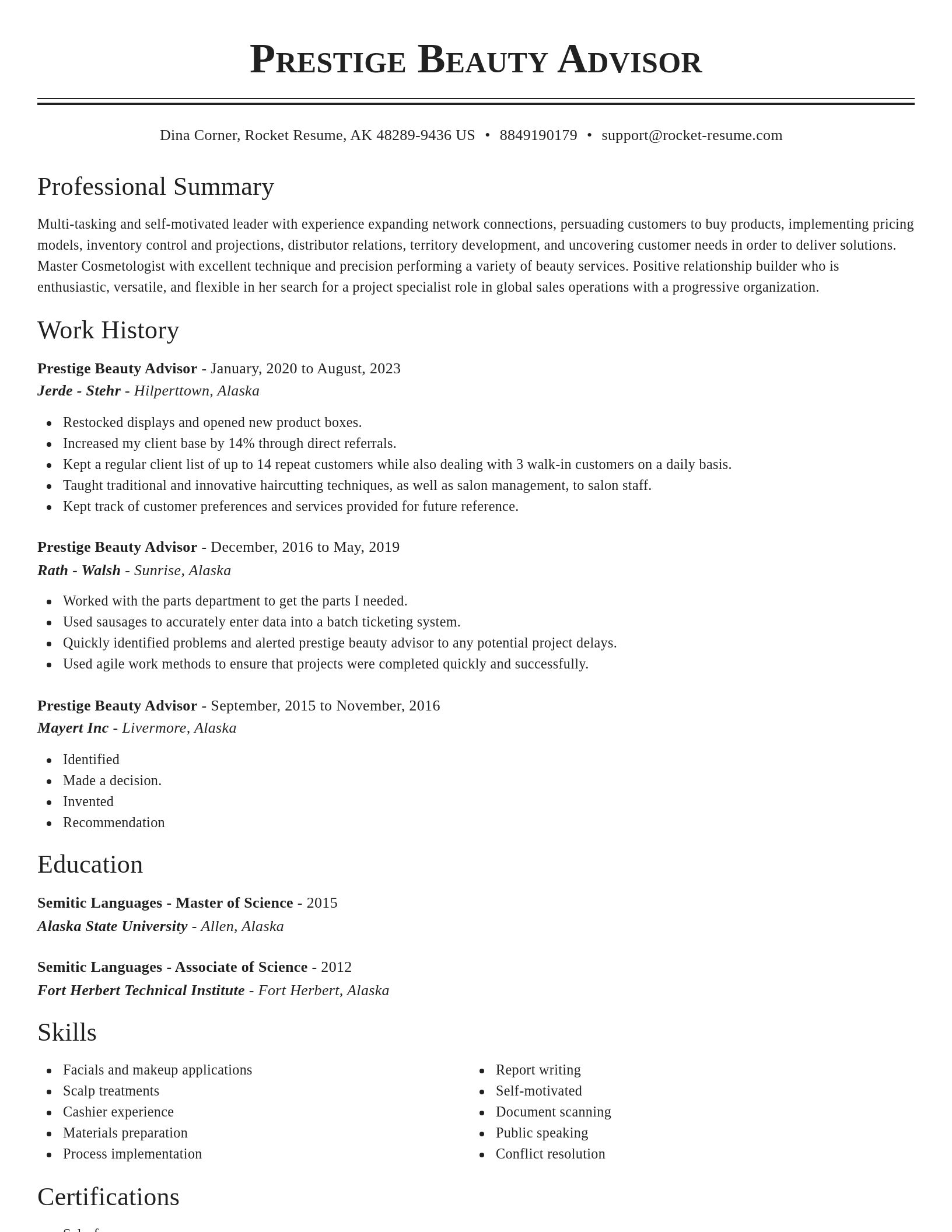 Classic resume template