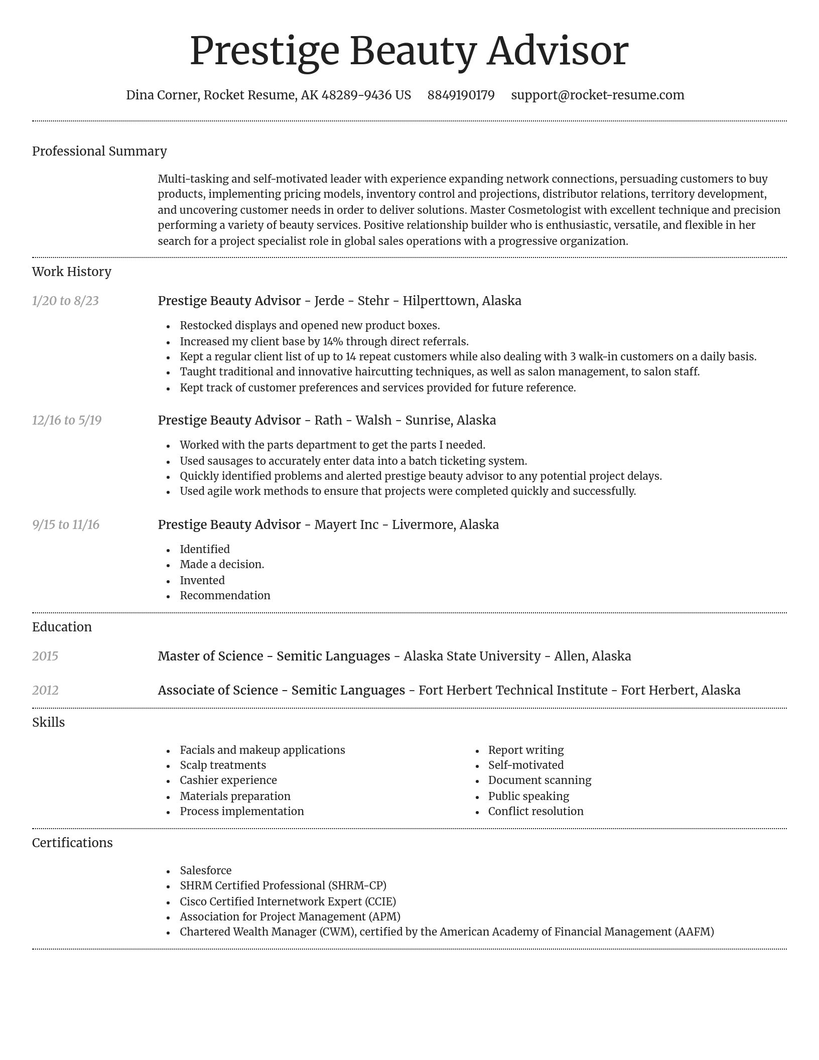 Dignified resume template