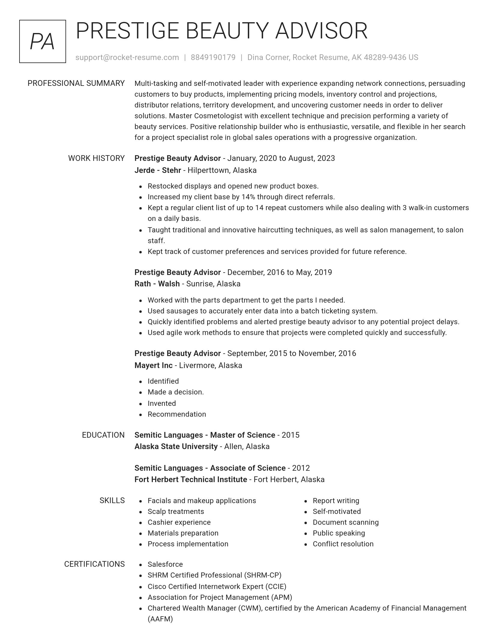 Renowned resume template