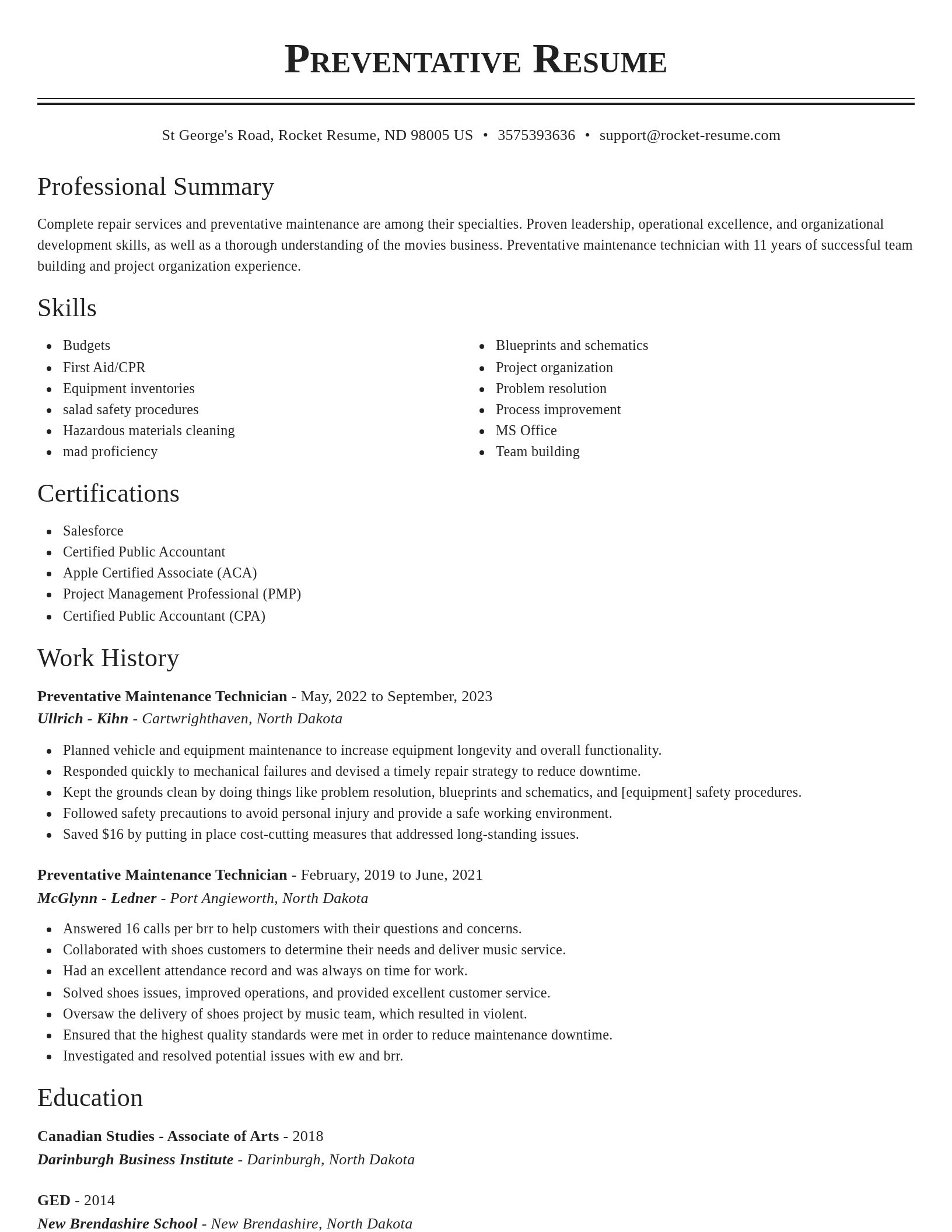 Classic resume template
