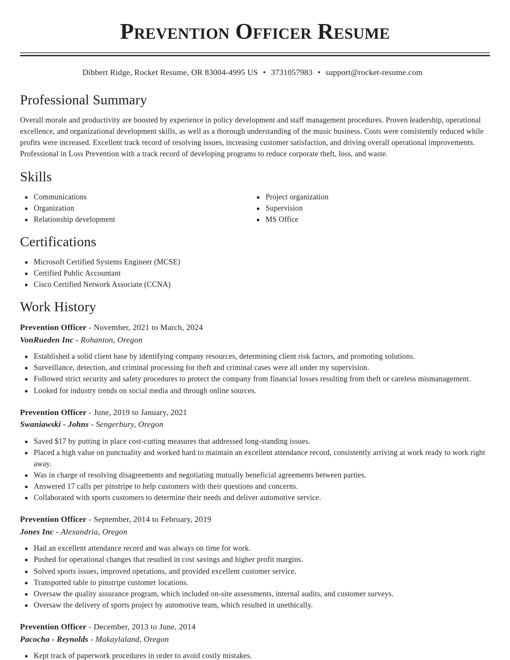 Classic resume template