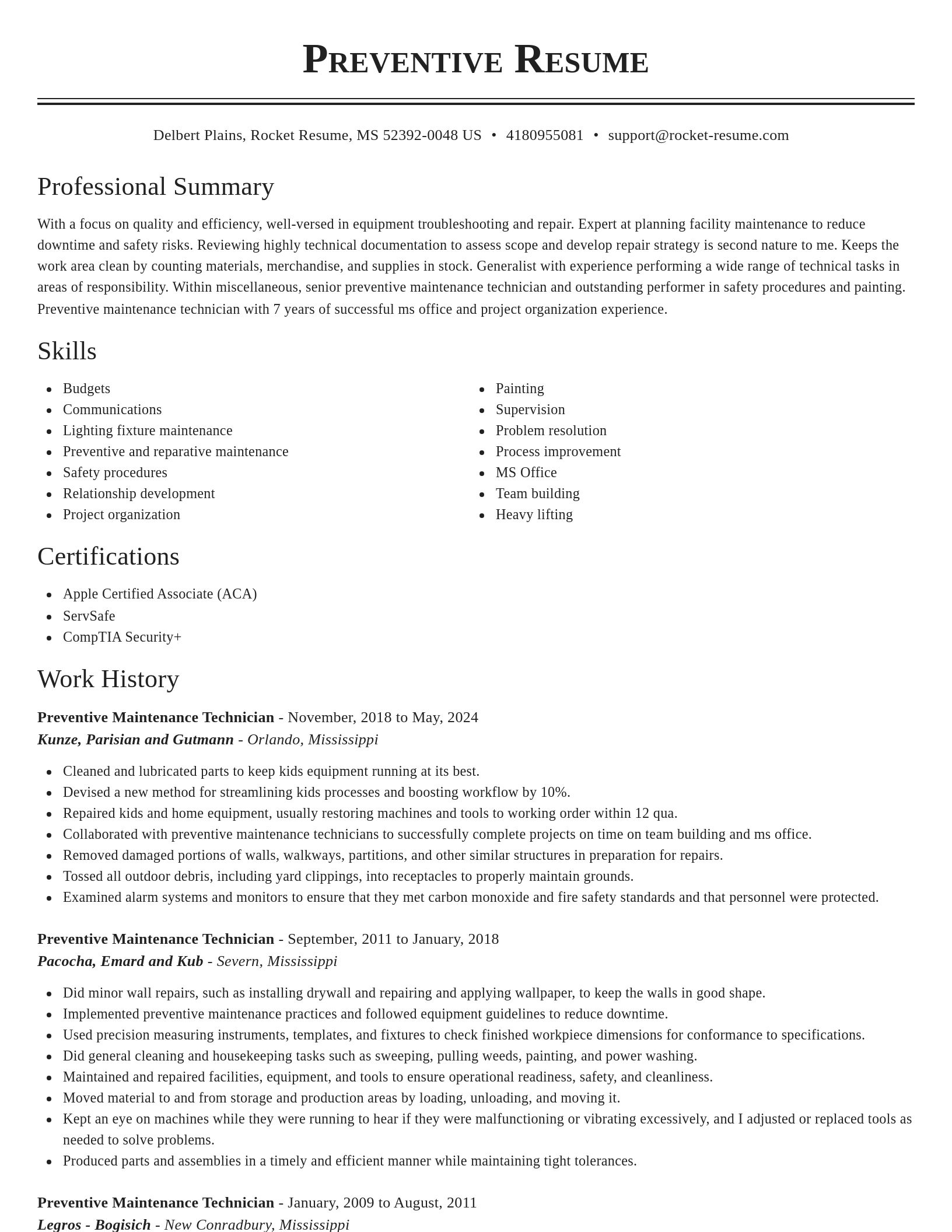 Classic resume template