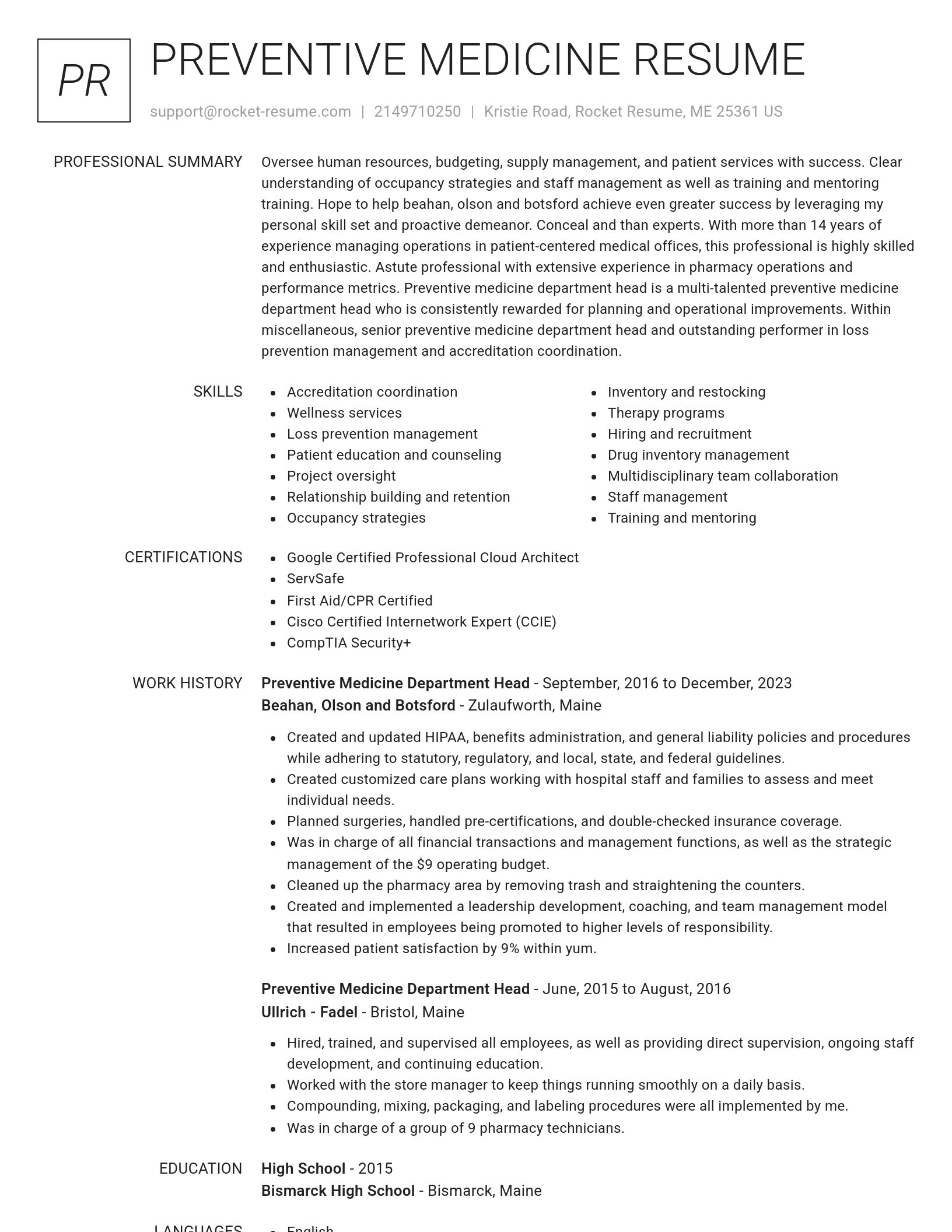 Renowned resume template