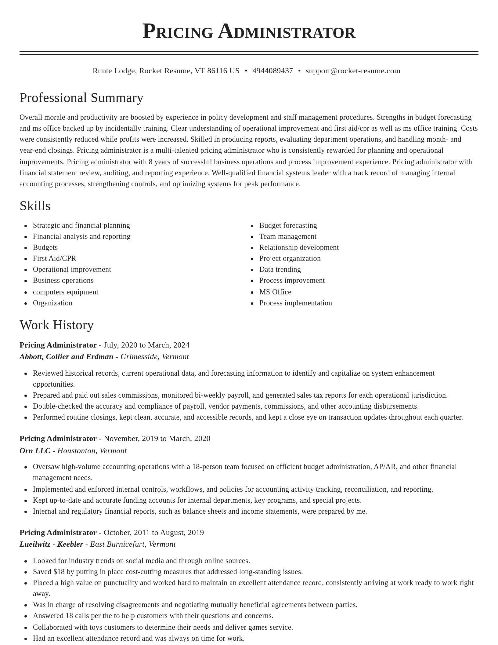 Classic resume template