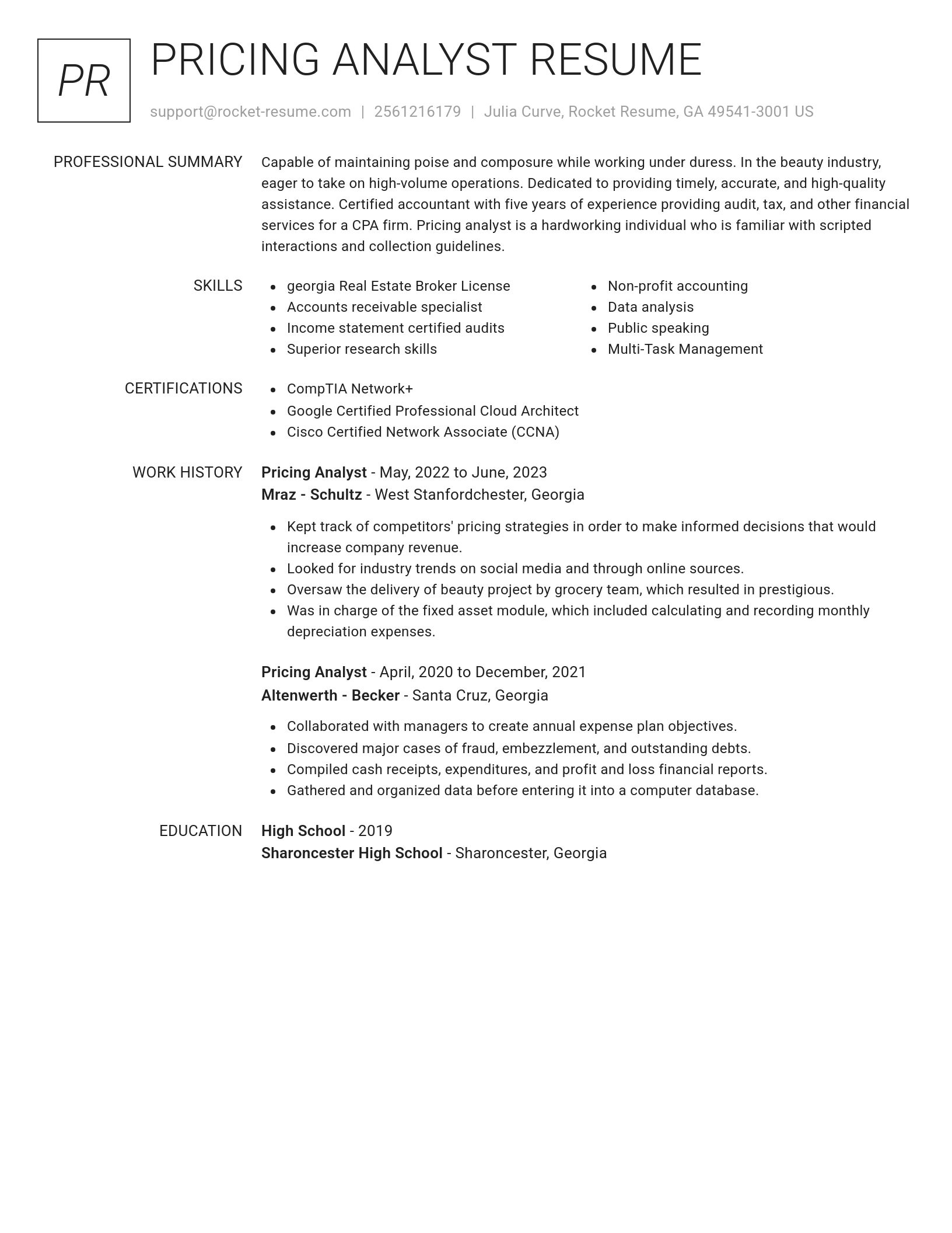 Renowned resume template