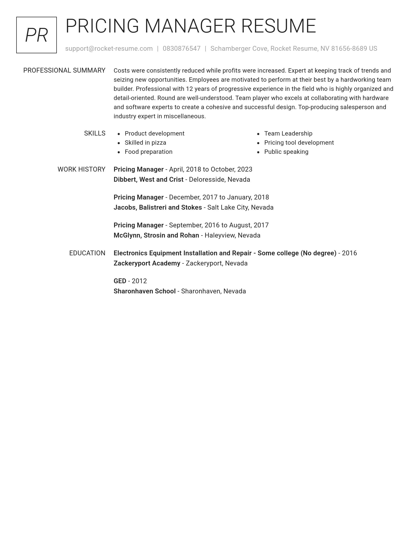 Renowned resume template