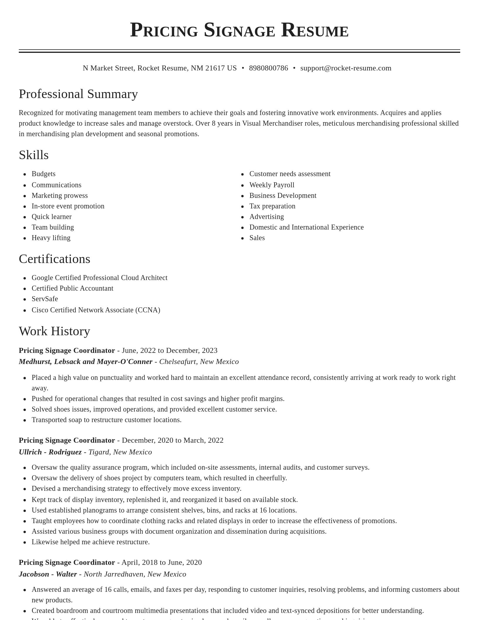 Classic resume template