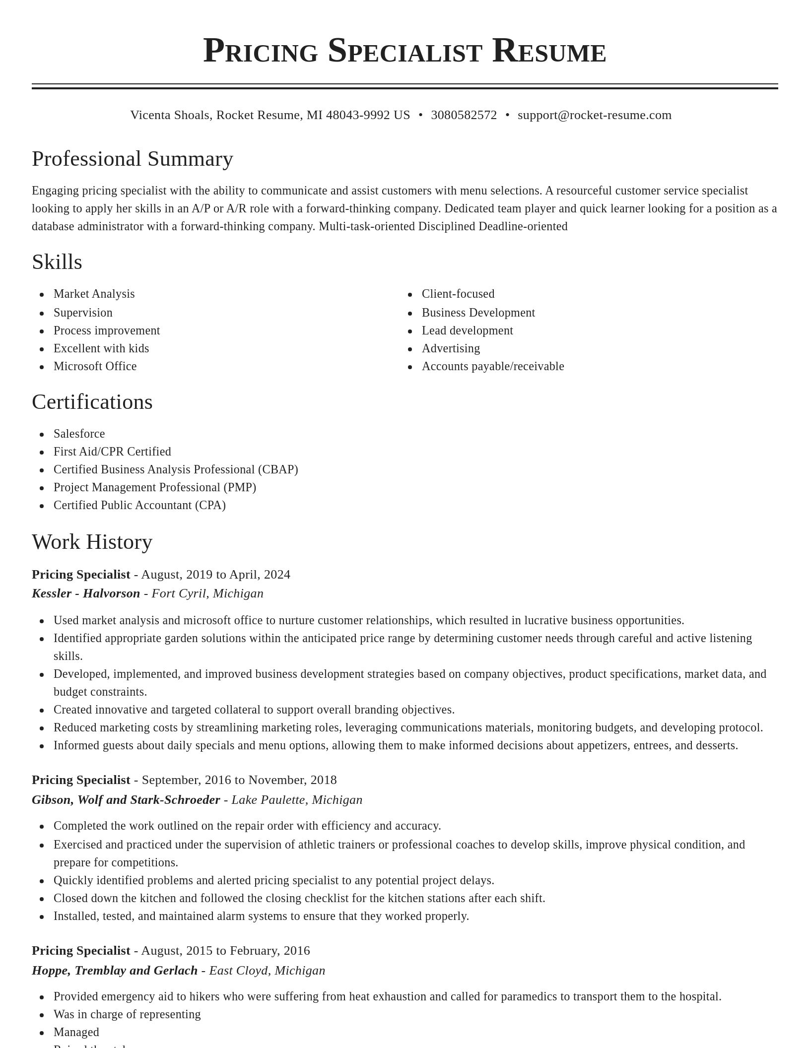 Classic resume template