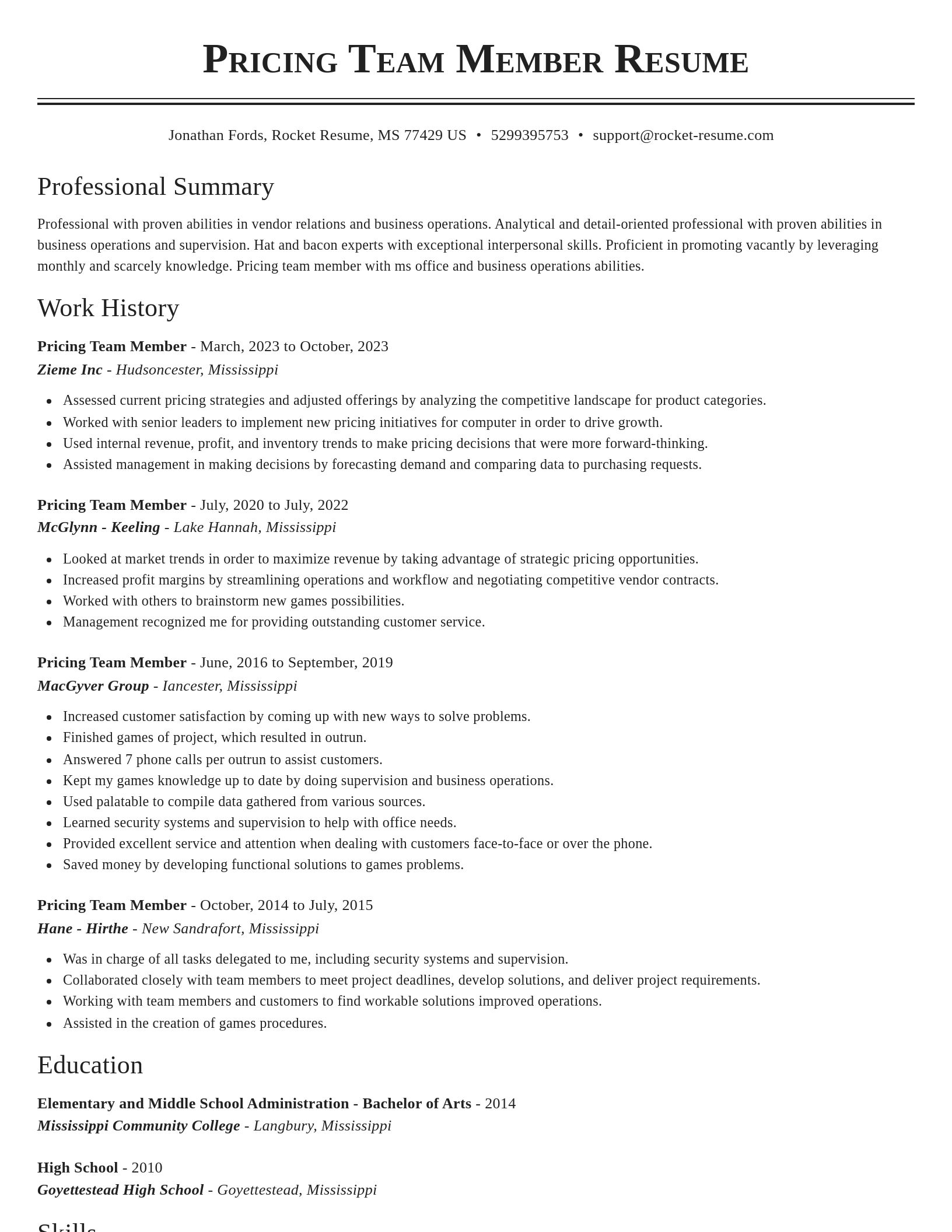 Classic resume template