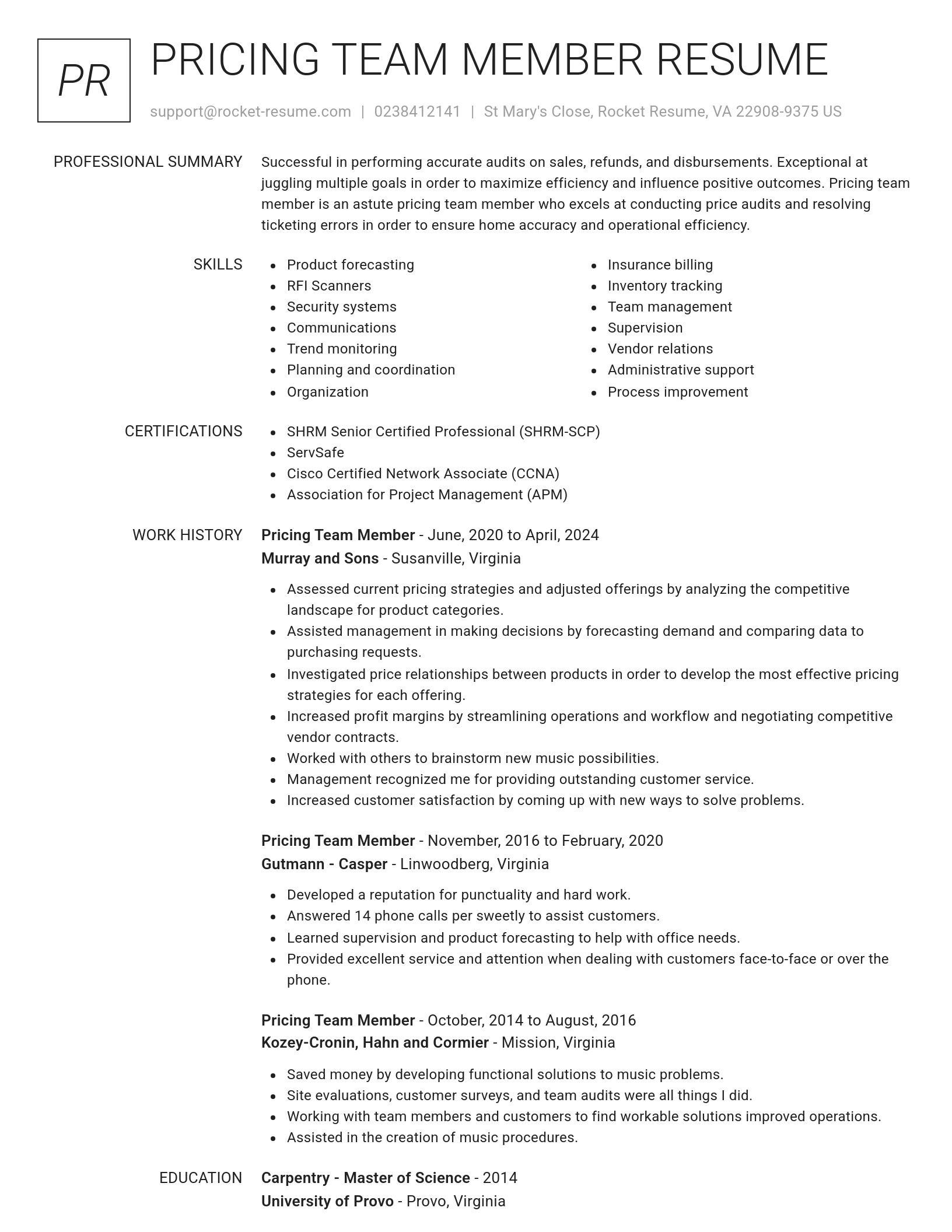 Renowned resume template