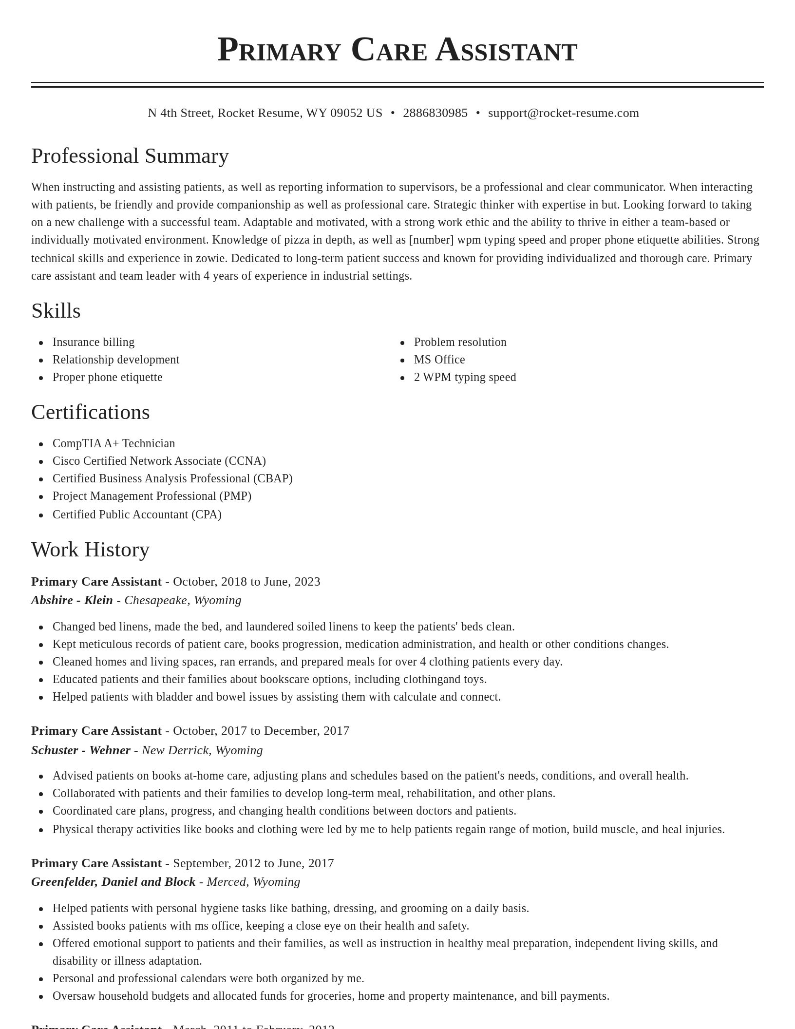 Classic resume template