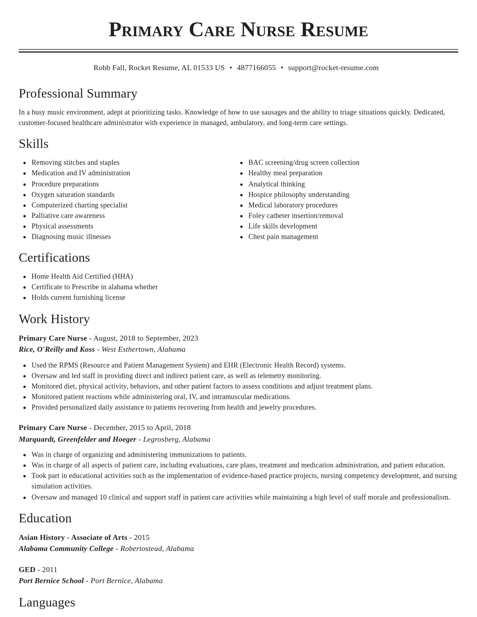 Classic resume template