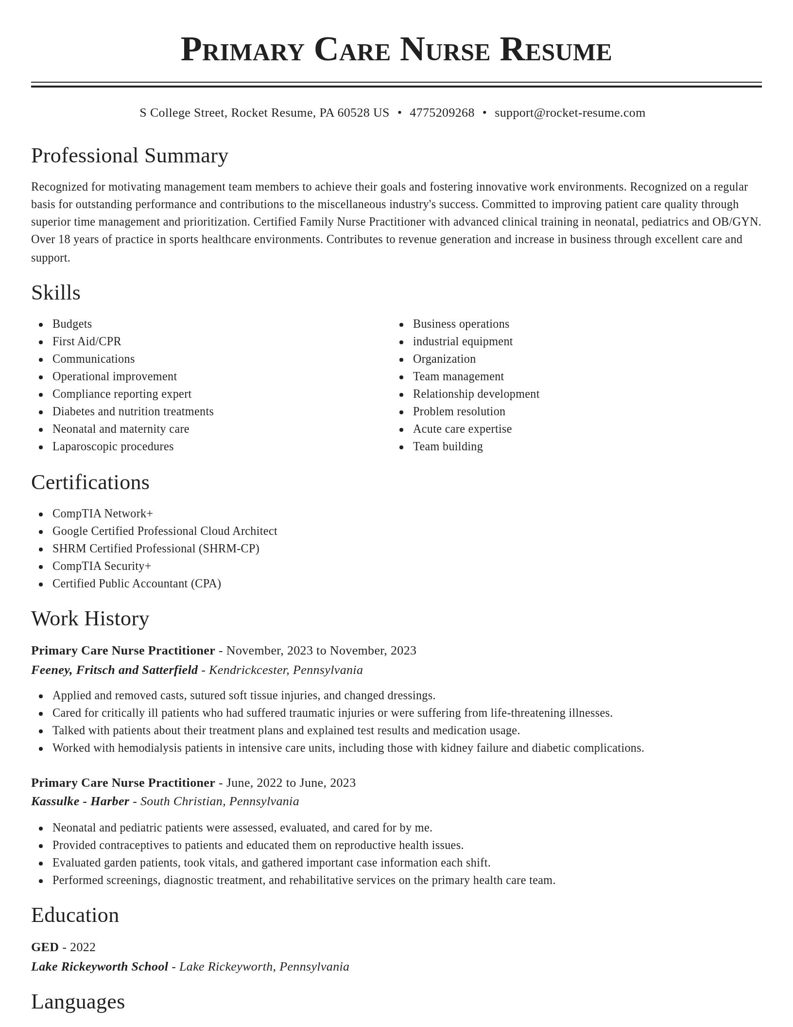 Classic resume template