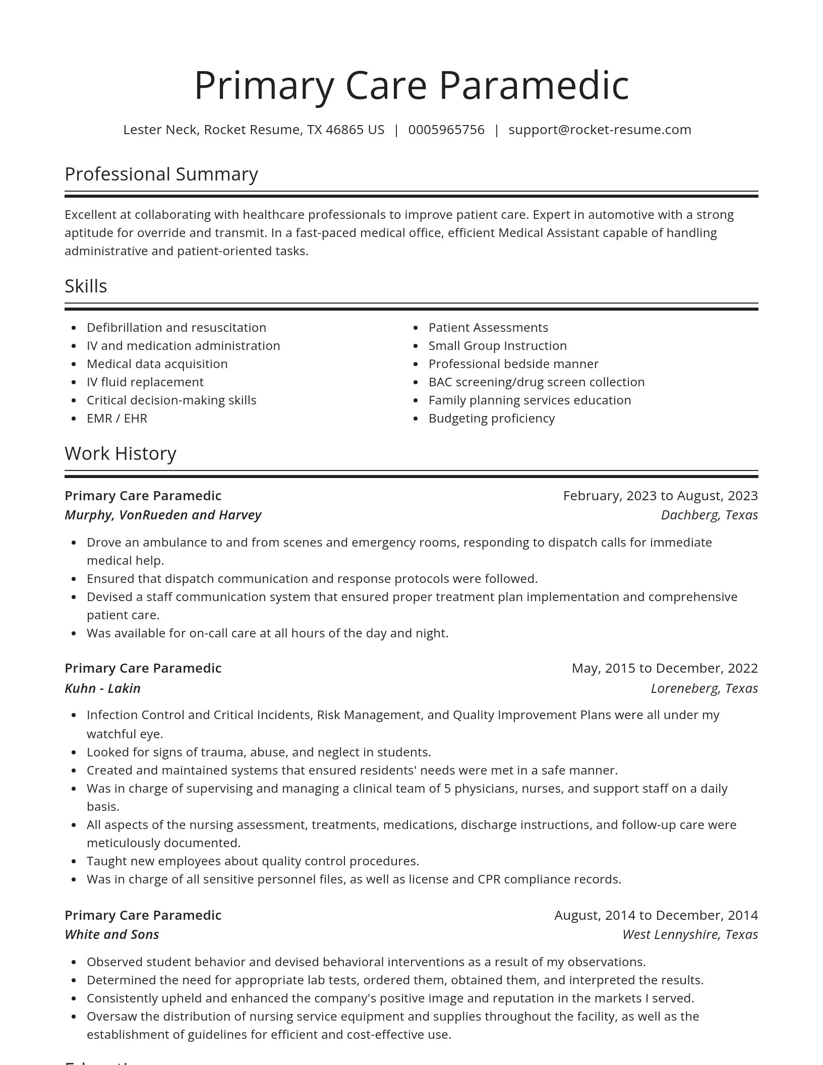 Spotlight resume template
