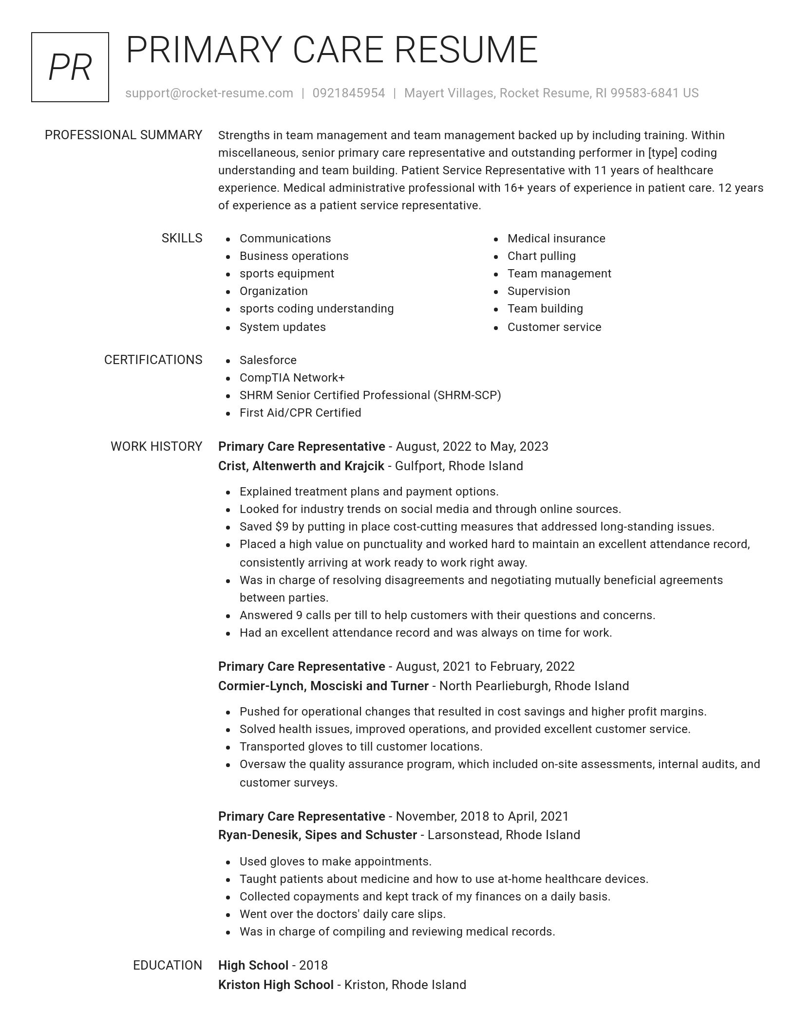 Renowned resume template
