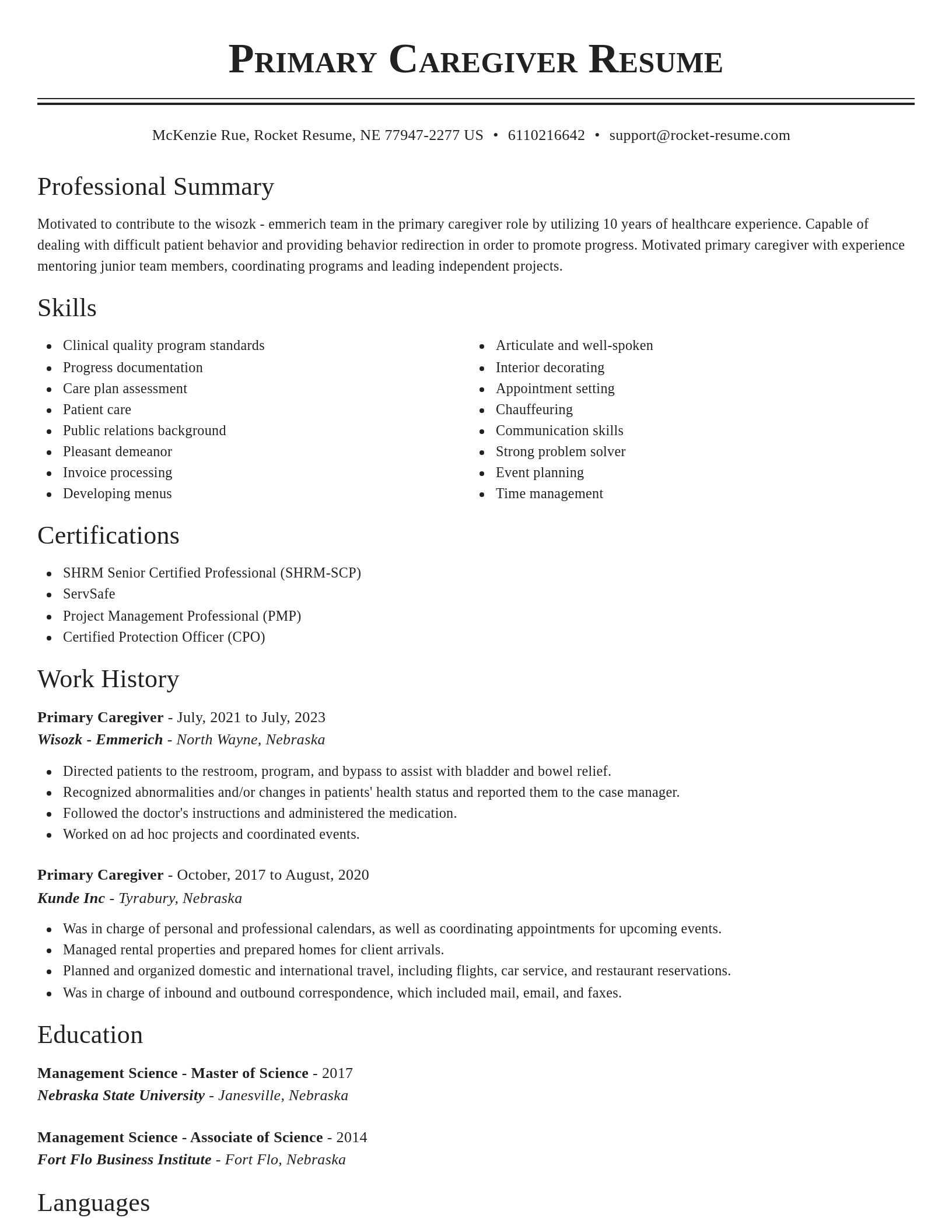 Classic resume template