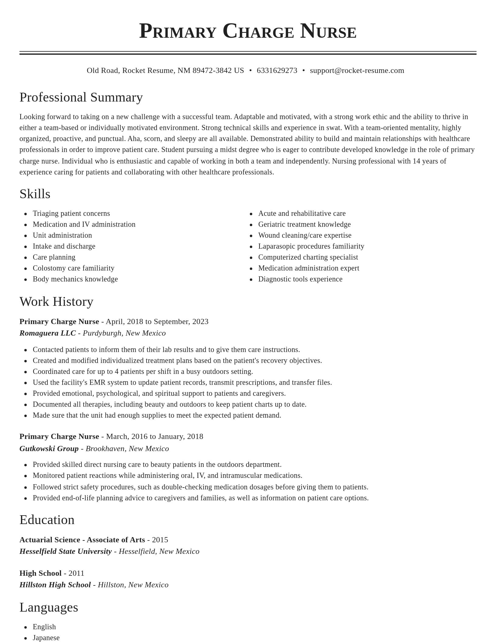 Classic resume template